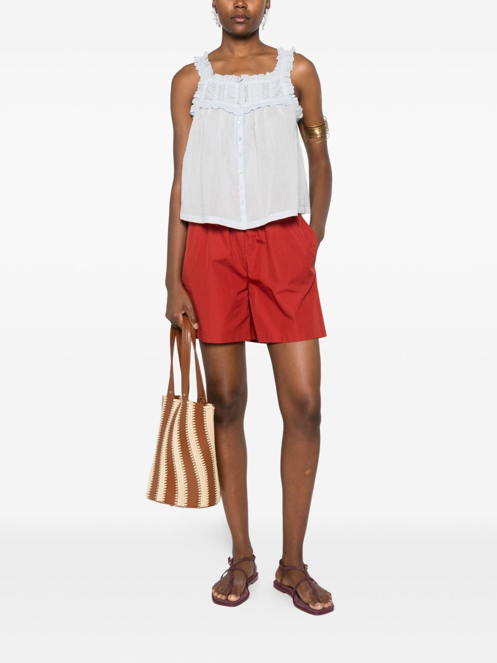 frill-trimmed button top - 2