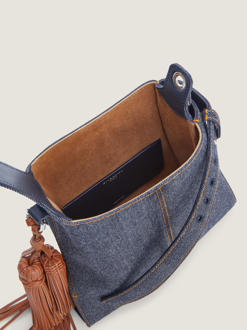 MINI BELTED HOBO BAG IN DENIM 4