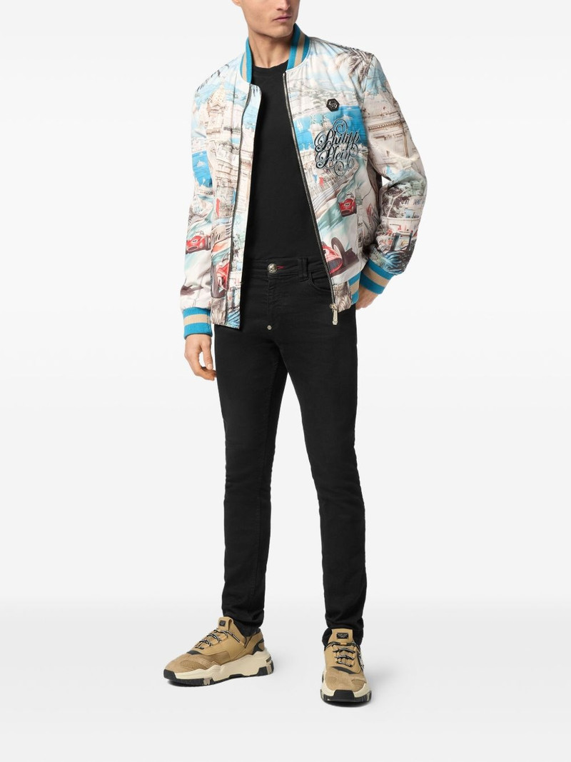 PHILIPP PLEIN Monaco Cote d'Azur satin bomber jacket outlook