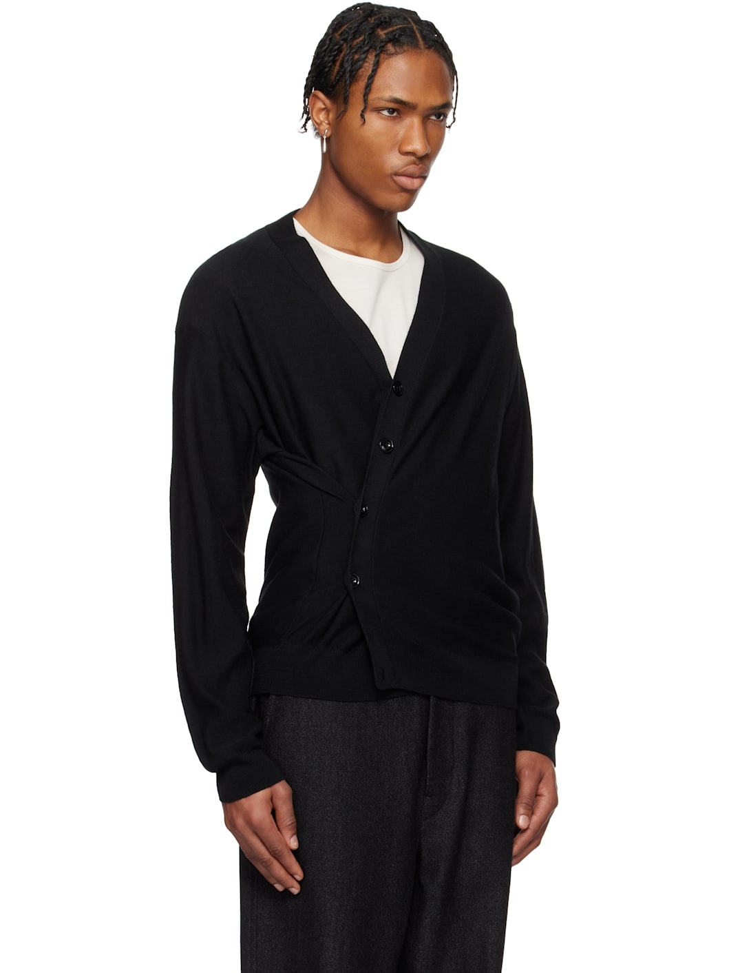 Black Relaxed Twisted Cardigan - 2