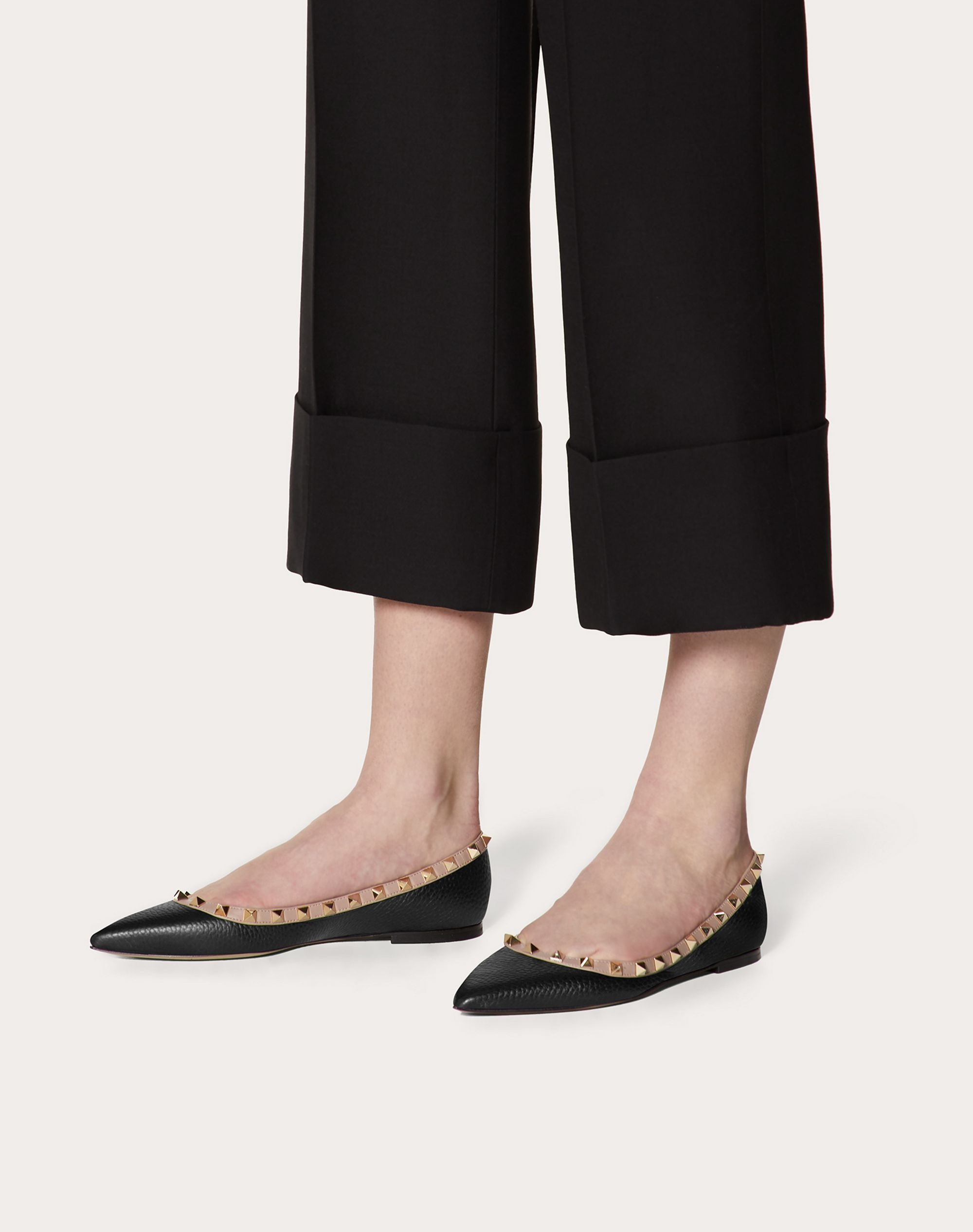 Rockstud Grainy Calfskin Ballet Flat - 6