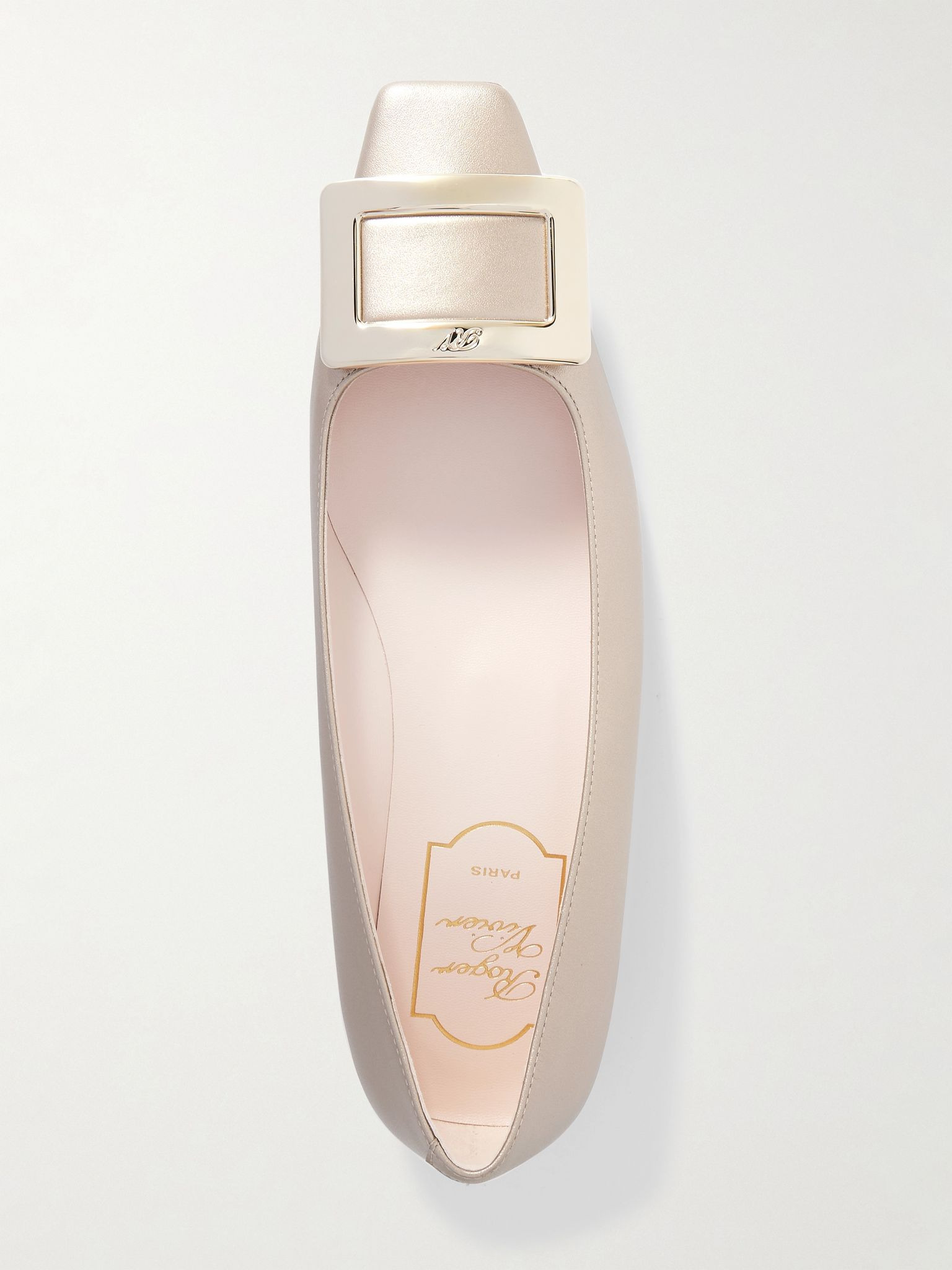 Belle Vivier buckled metallic leather ballet flats Gold - 5