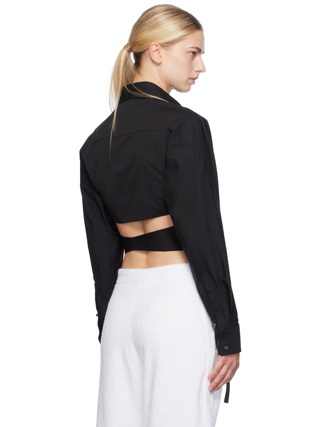 Black Cross Over Shirt - 3