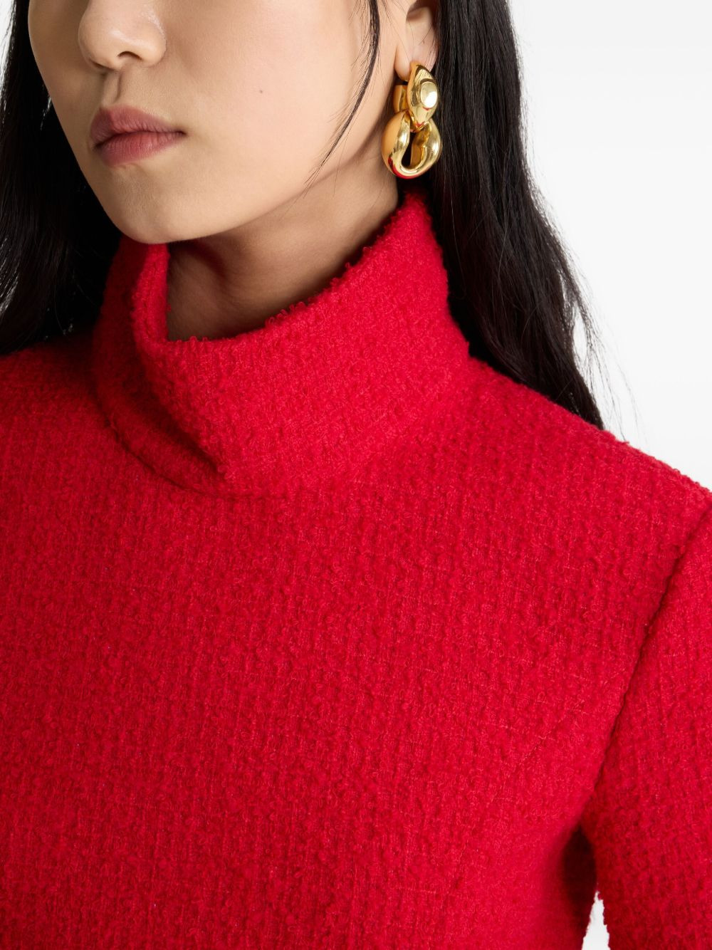 high-neck tweed dress - 4