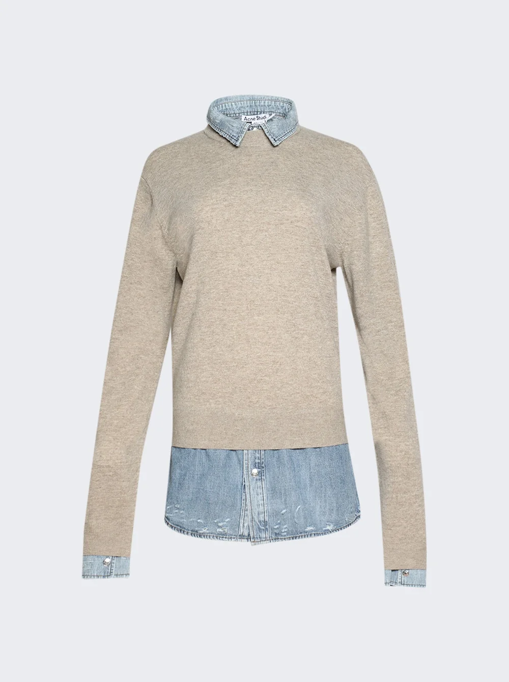 Layered Wool Jumper Beige - 1