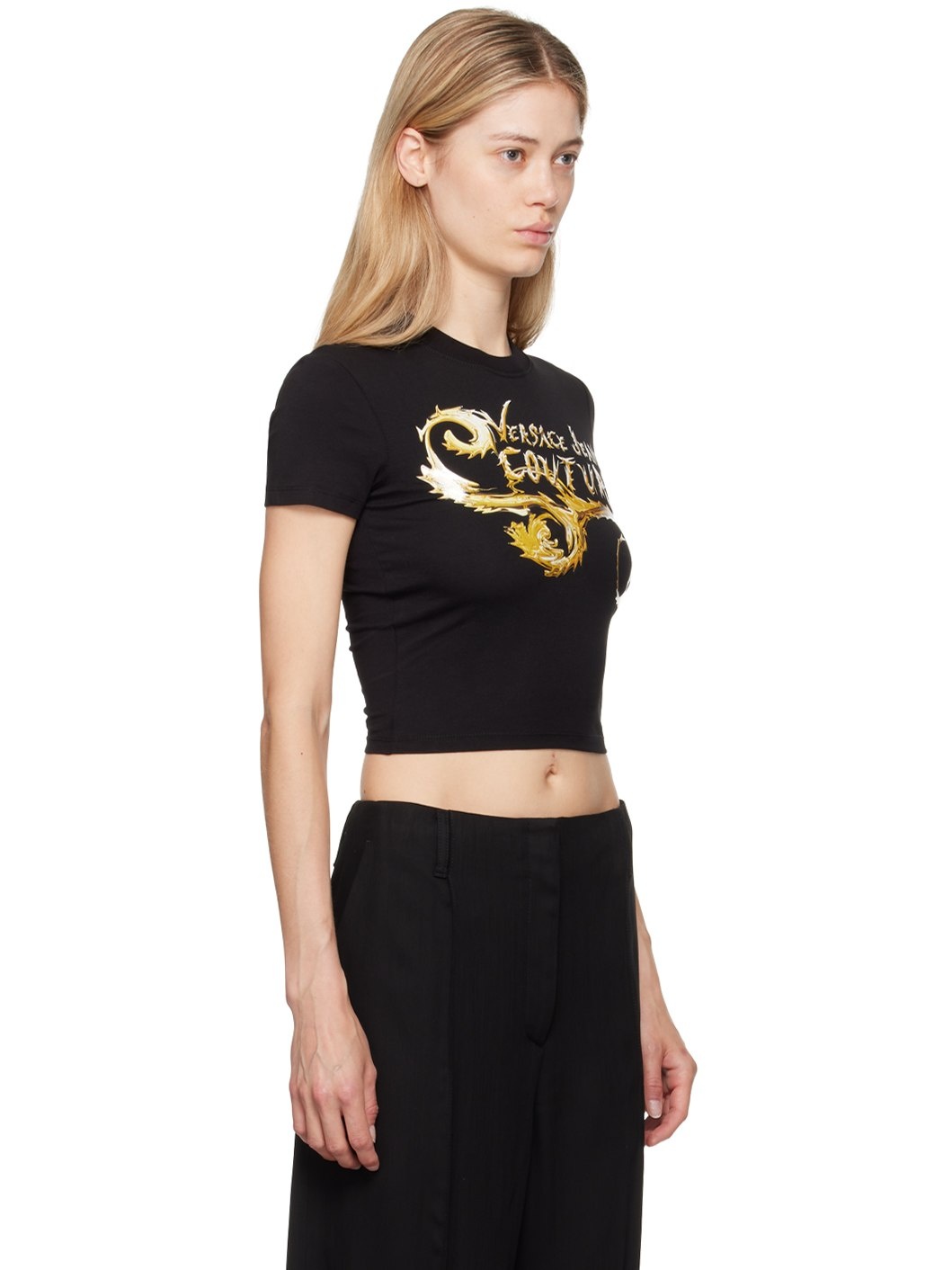 Black & Gold Chromo Couture Logo T-Shirt - 2