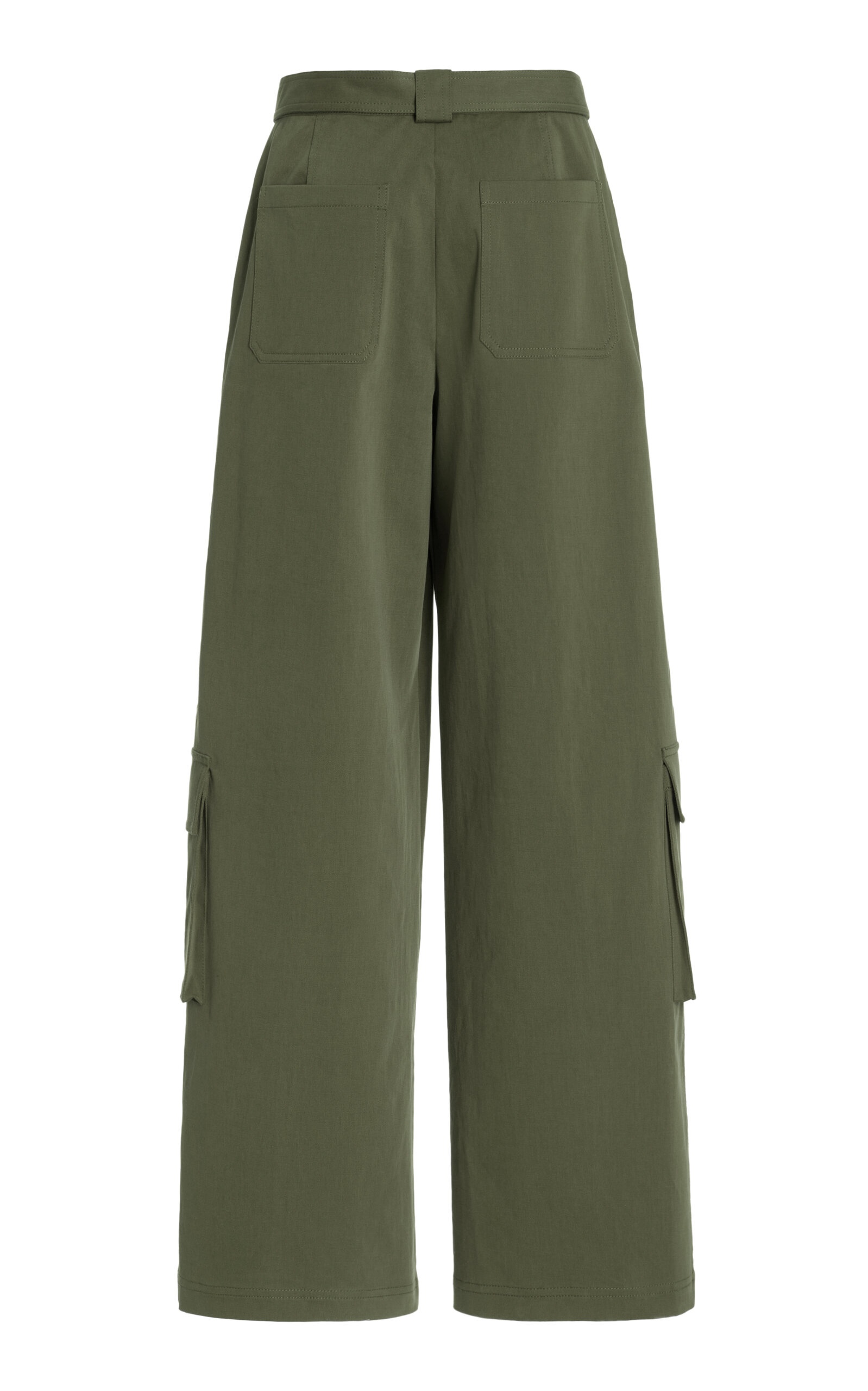 Fabiana Belted Cotton Flare Pants green - 3