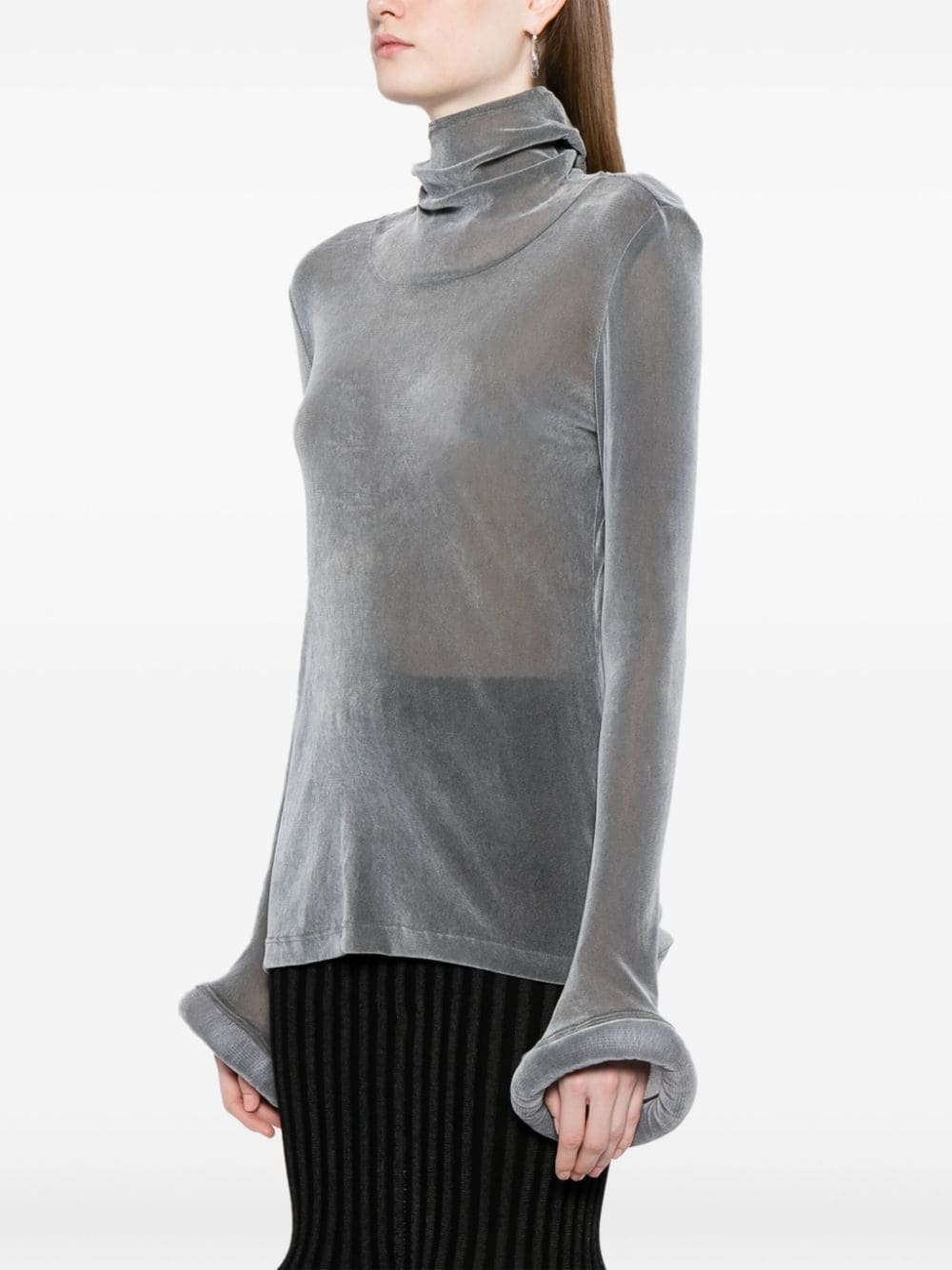 circle-cuff sheer top - 3