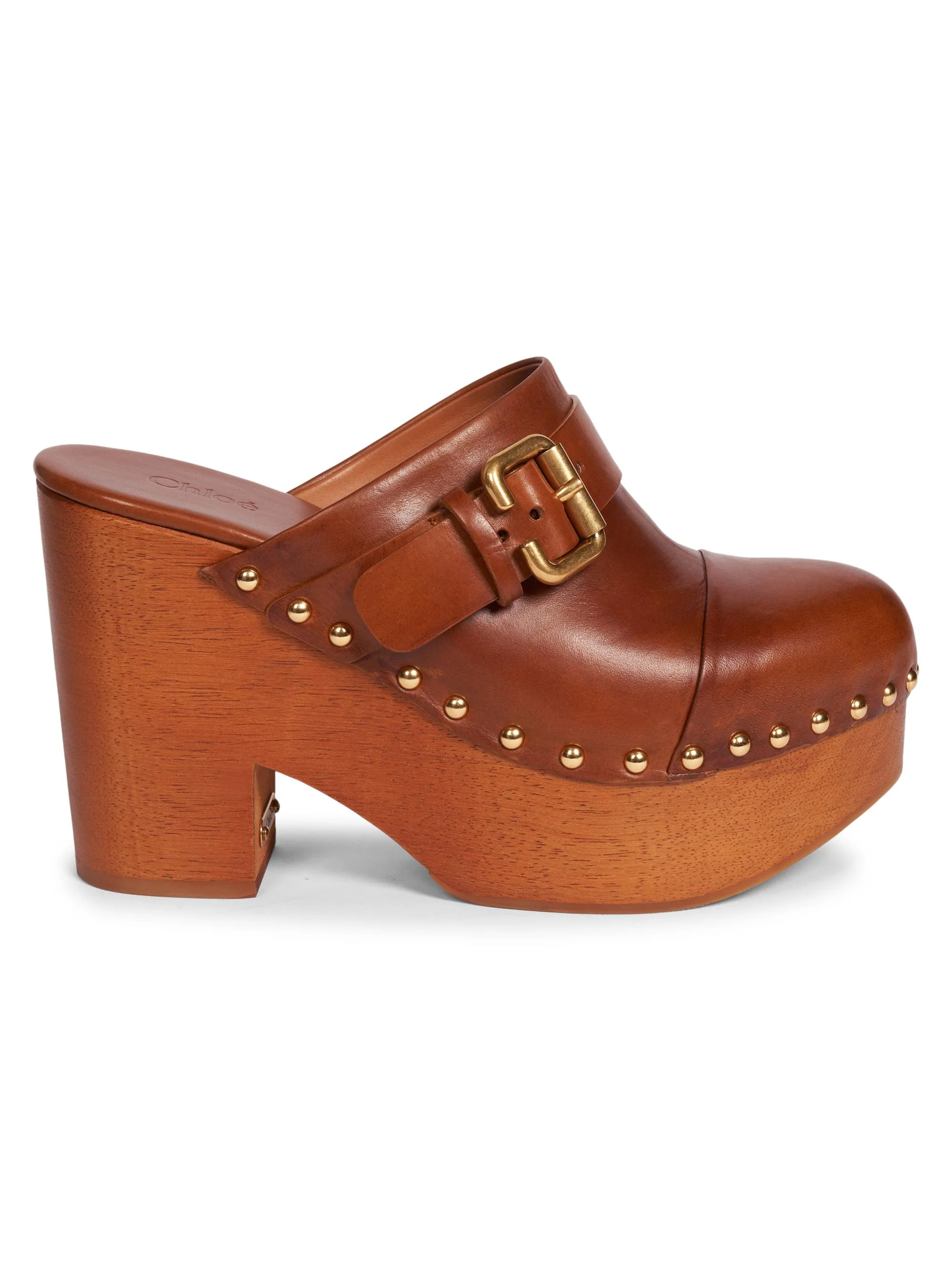 Women's Jeannette 40MM Leather Clogs - Ginger Brown - 1