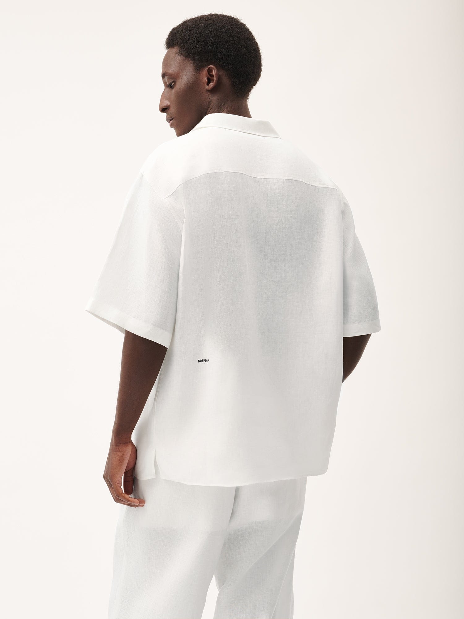 Mens DNA Aloe Linen Camp Collar Shirt - Off-White - 3