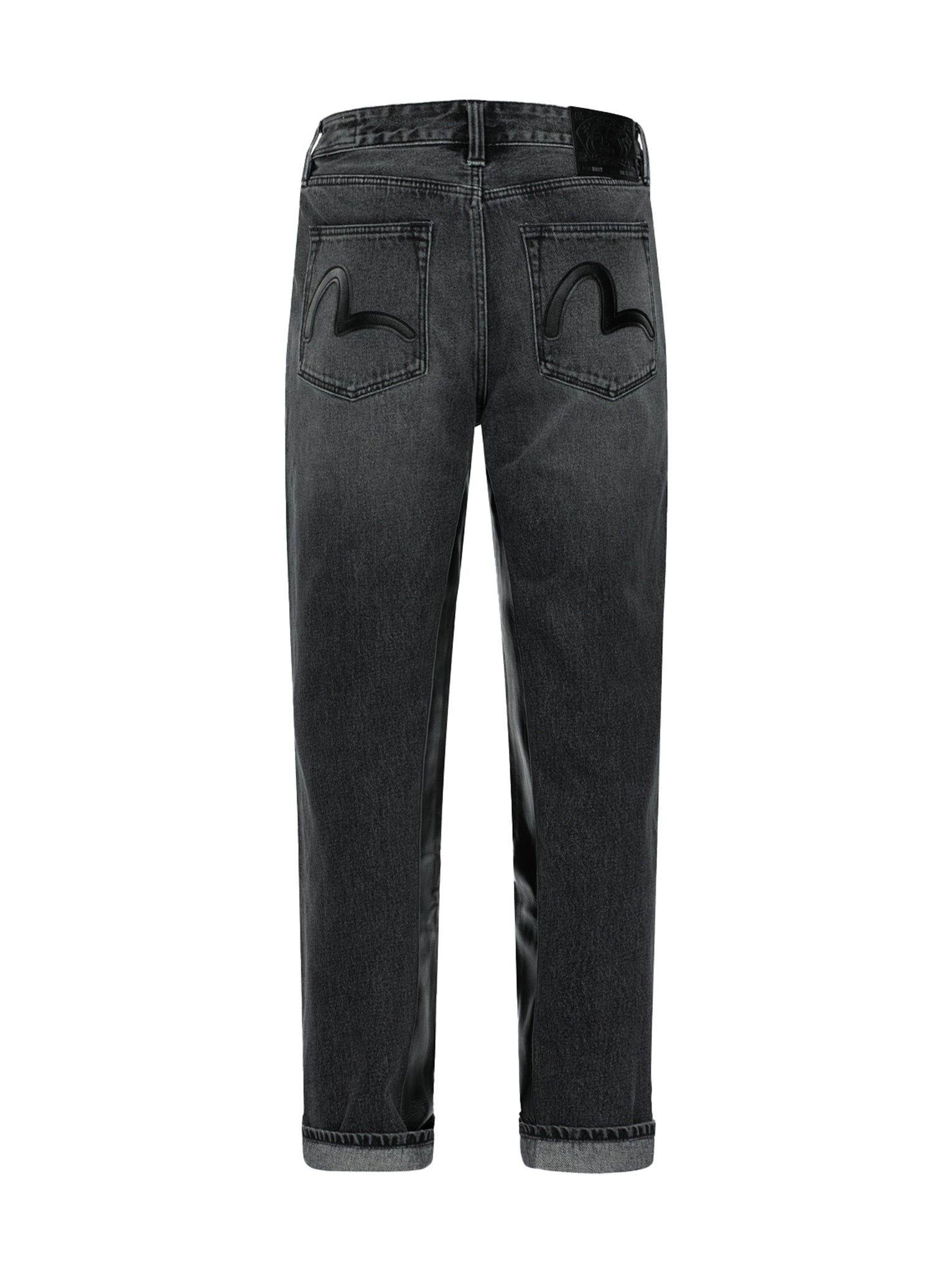 Leather Inlay and Seagull Pockets Baggy Fit Jeans - 8