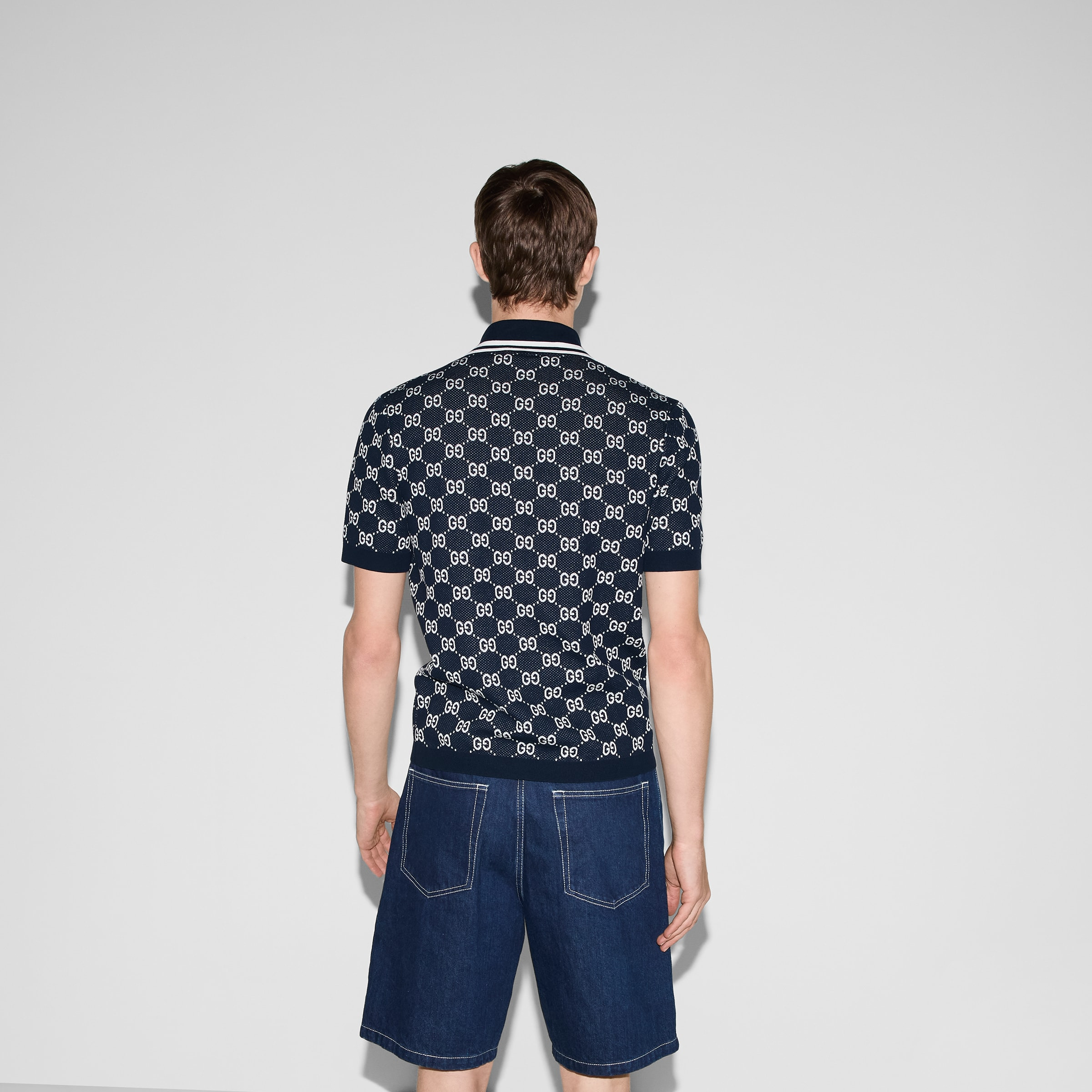 GG cotton knit jacquard polo shirt - 4