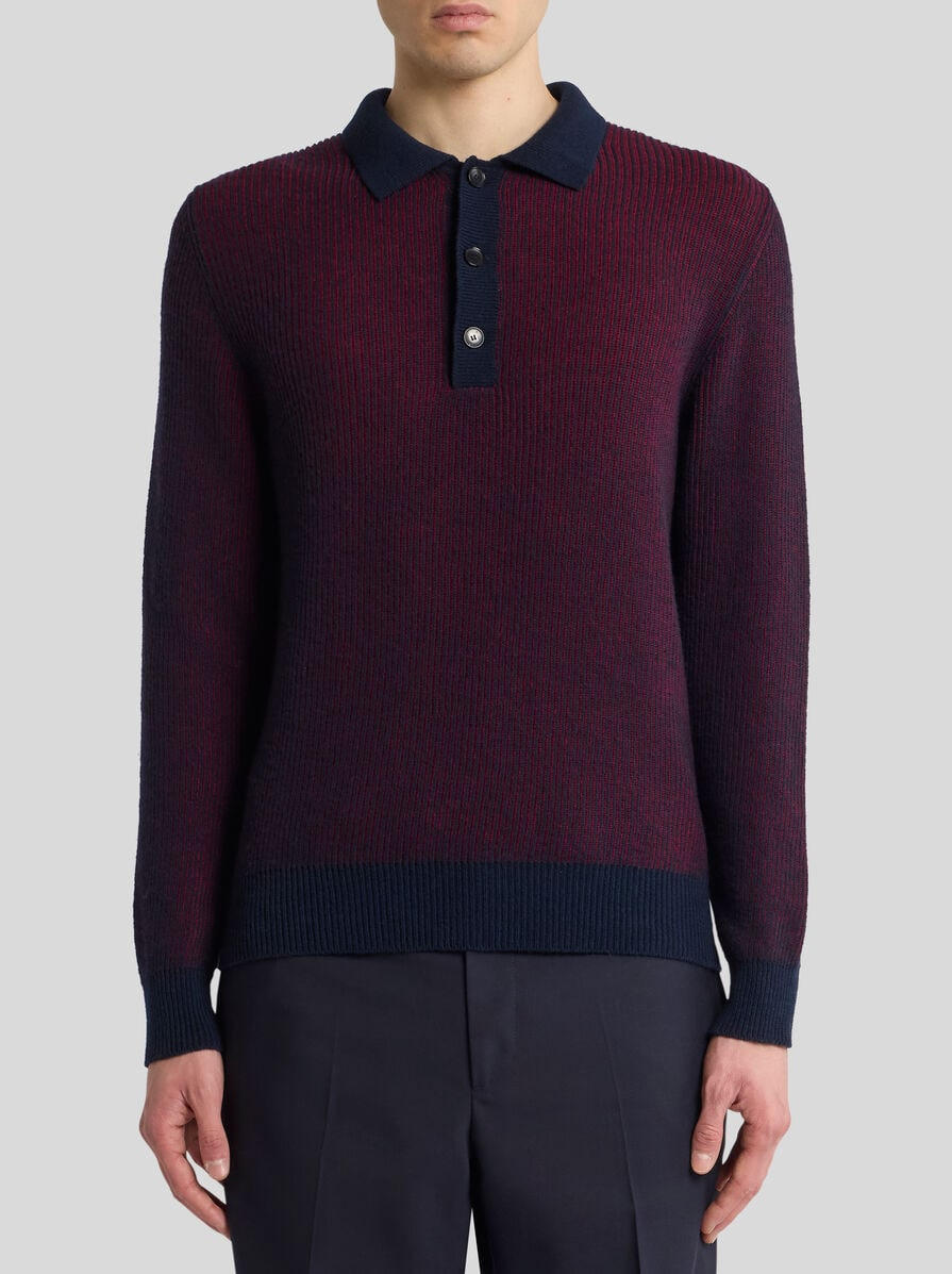 RIBBED WOOL POLO SHIRT - 2