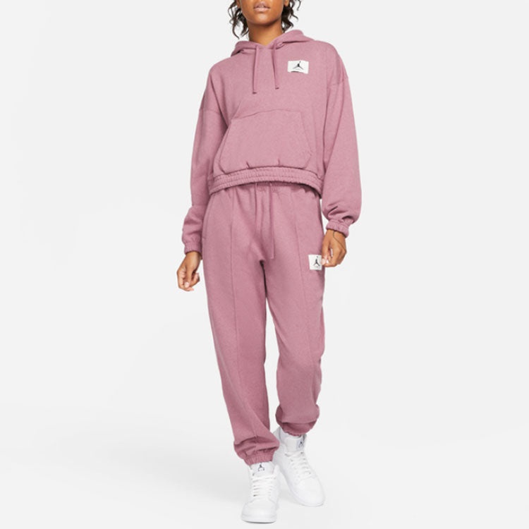 (WMNS) Air Jordan Casual Sports Knit Loose Hoodie Short Light Red DD6999-533 - 3