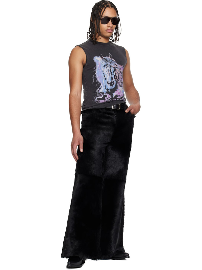Black 'Year of the Horse' Pony Phat XL Leather Trousers 5