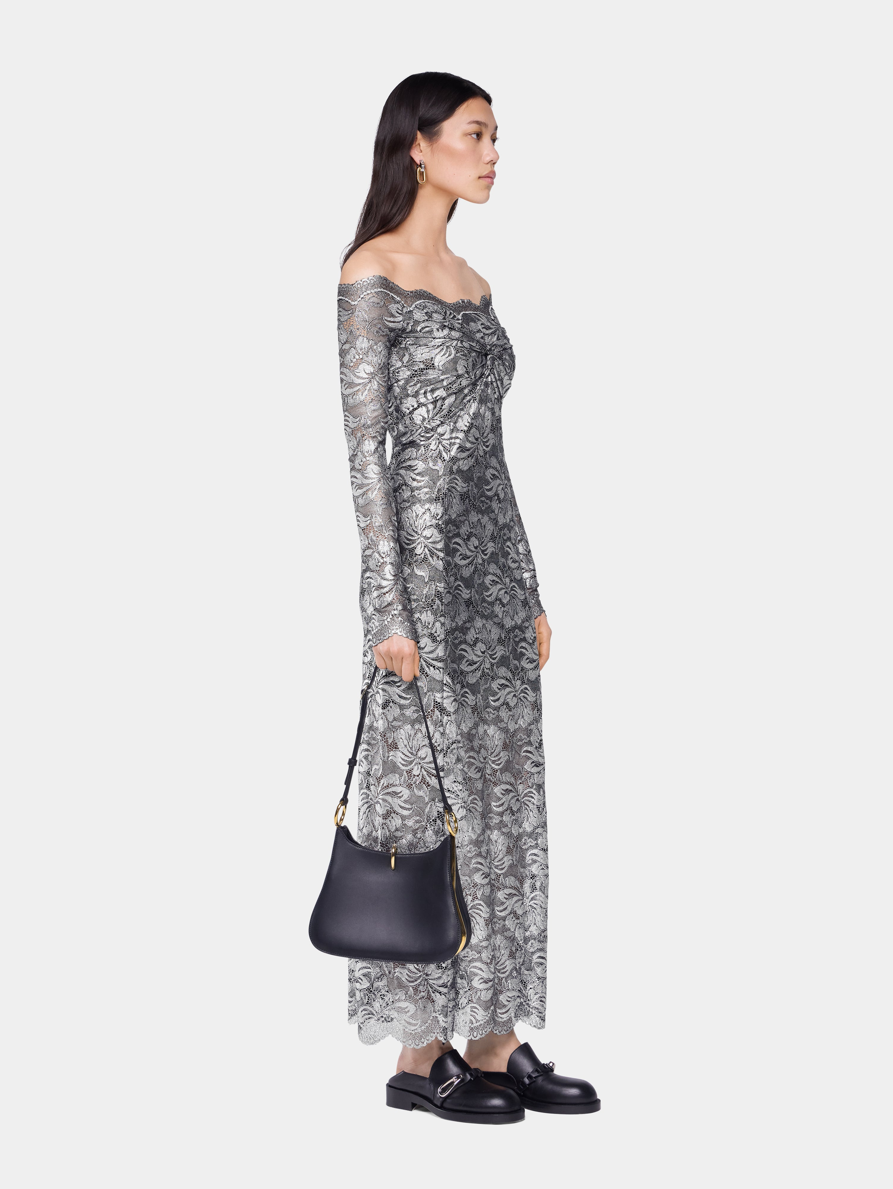 SILVER LONG DRESS IN LACE - 2