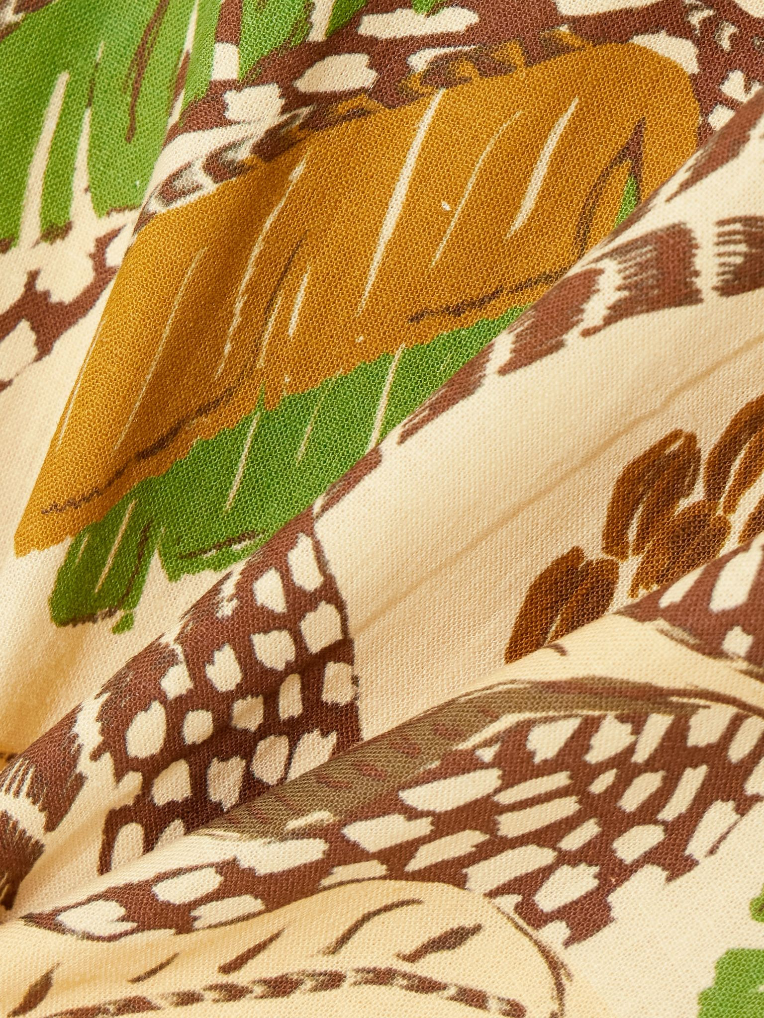 Cropped printed linen-blend top Beige - 4