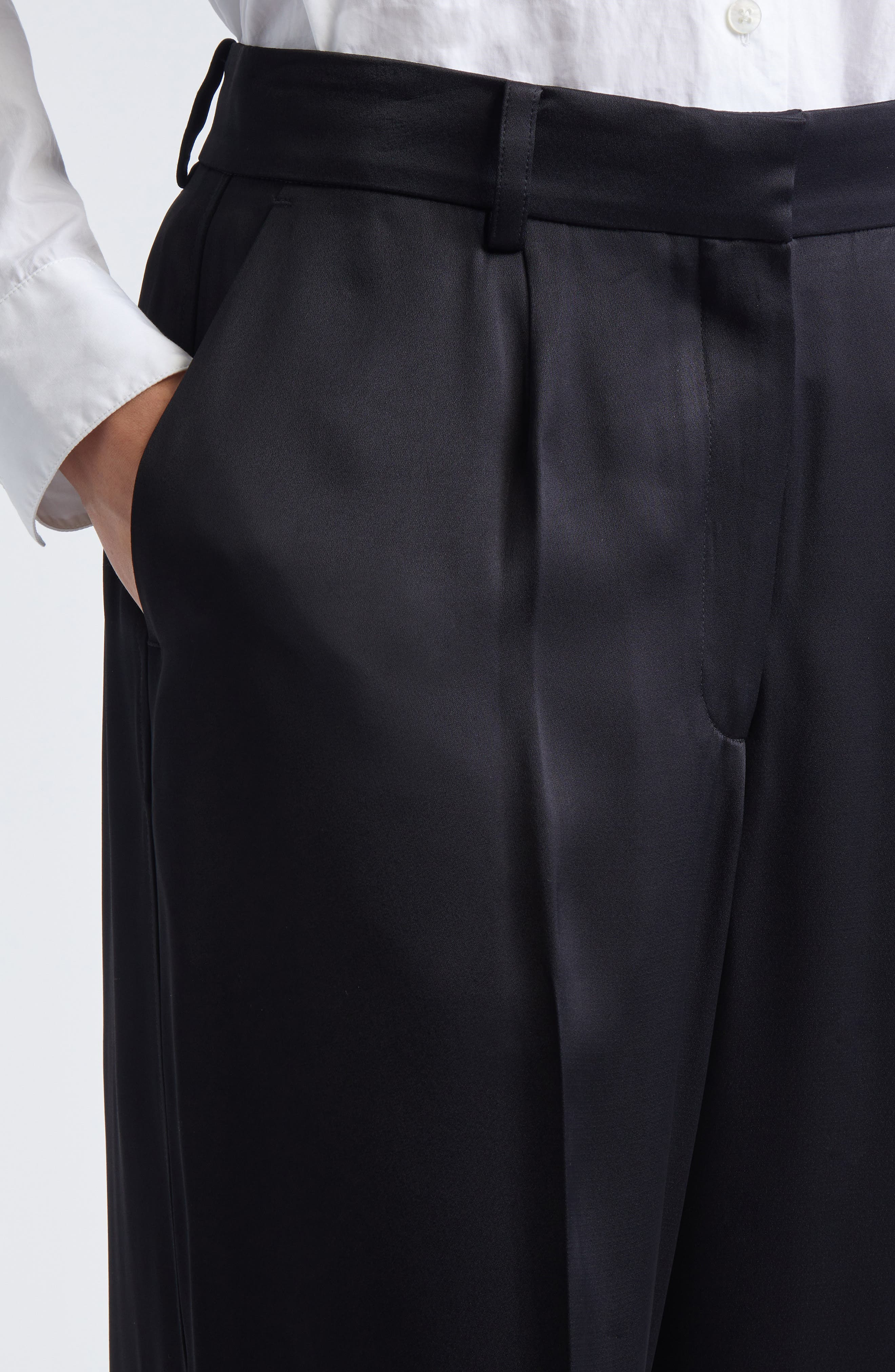 TOTEME Pleated Fluid Pants in Black at Nordstrom - 4