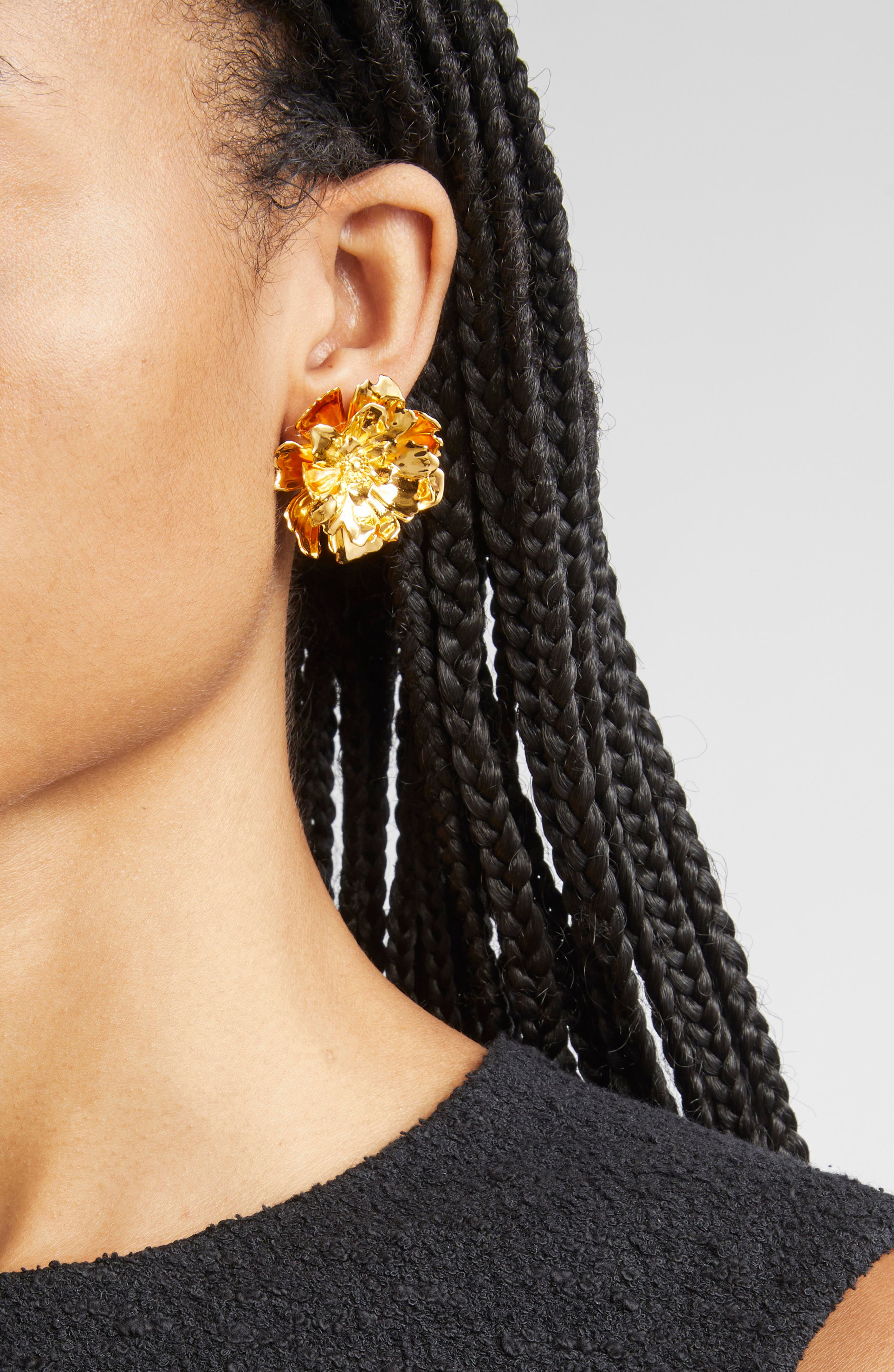 Oscar de la Renta Small Peony Clip-On Earrings in Gold at Nordstrom - 2