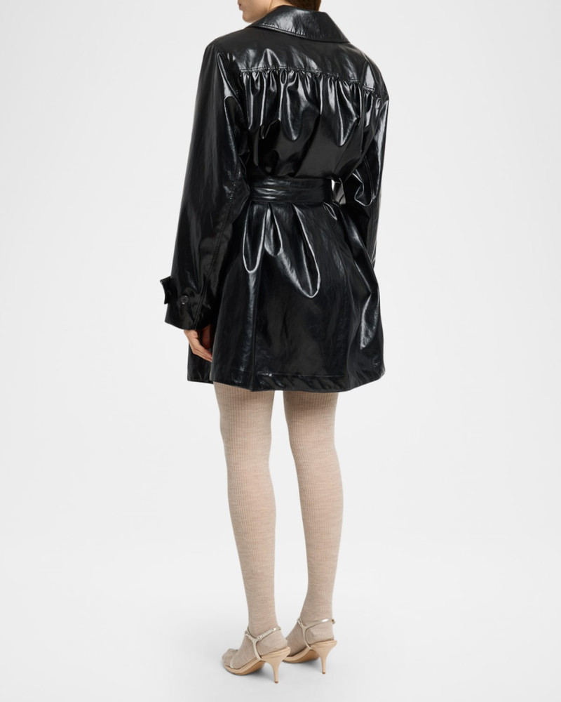 Shiny Belted Short Trench Coat 3