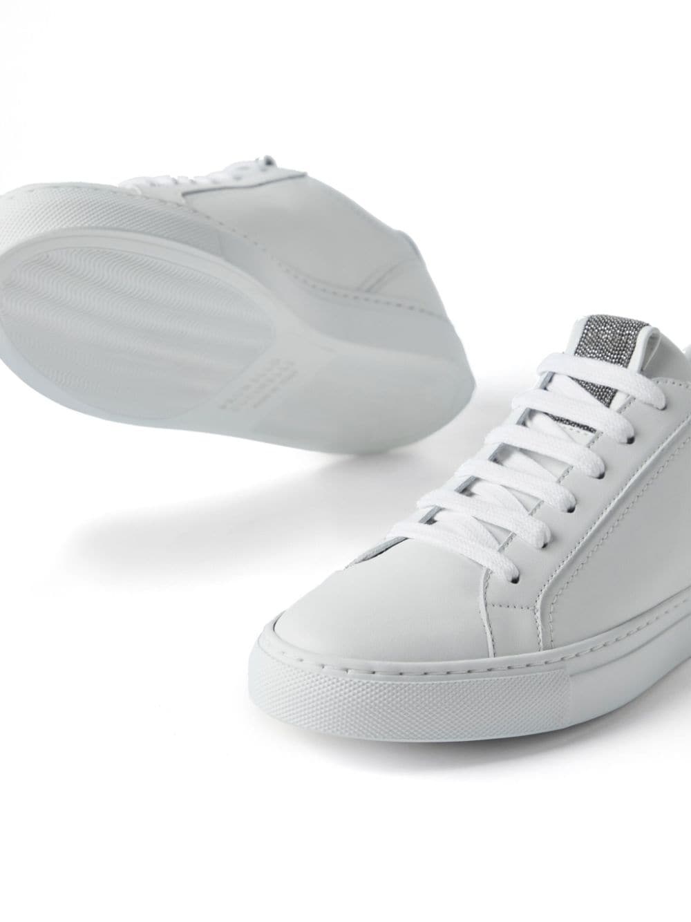 Monili-embellished leather sneakers - 4