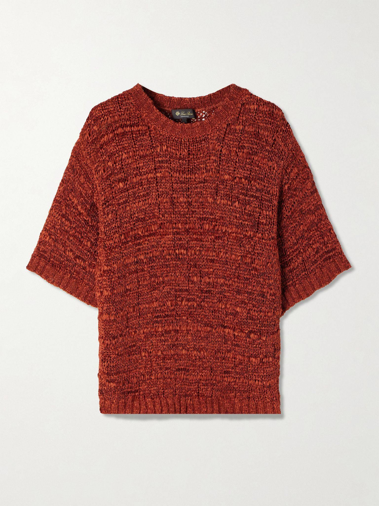 Open-knit silk top Red - 1