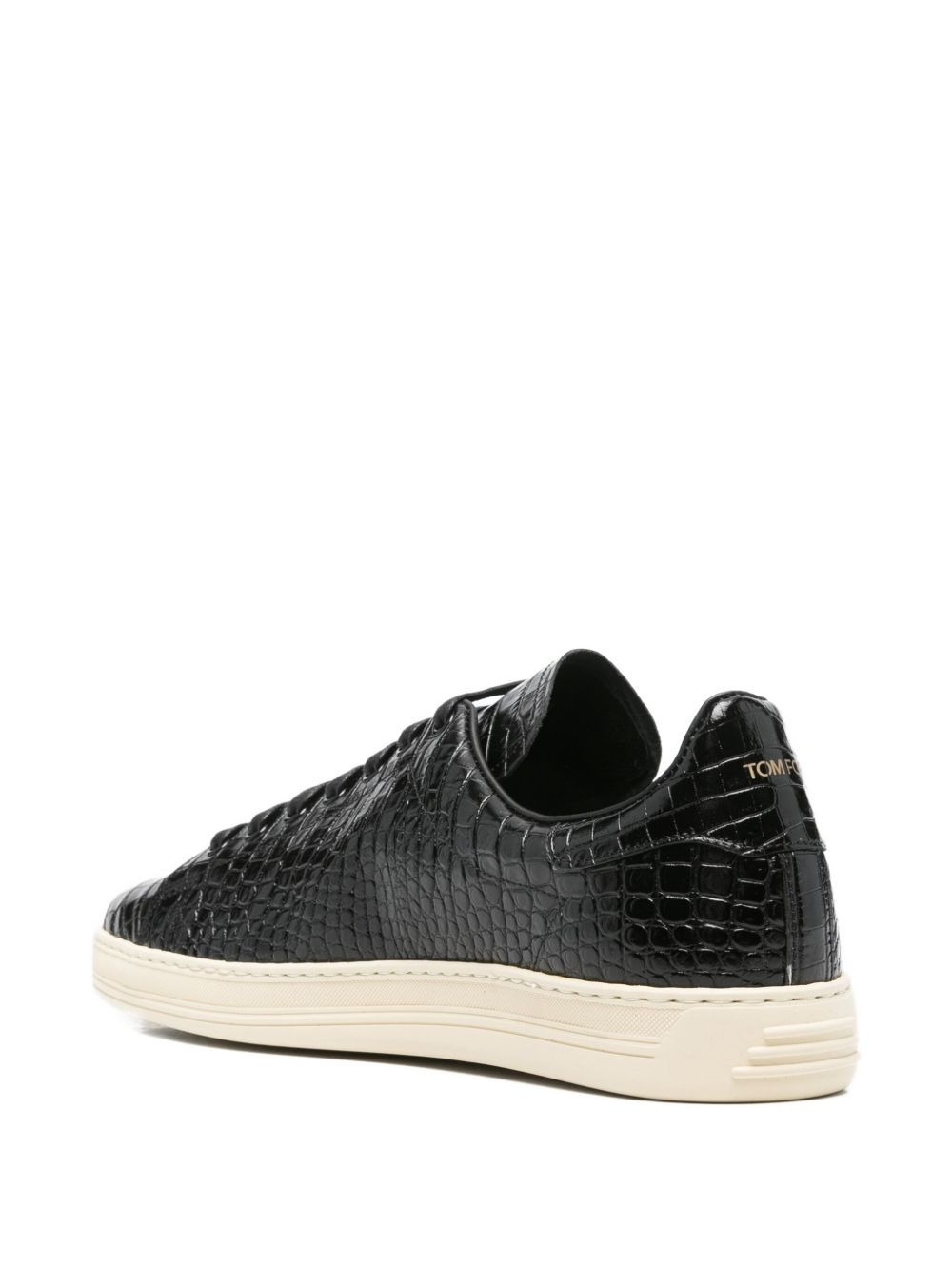 crocodile-embossed leather sneakers - 3