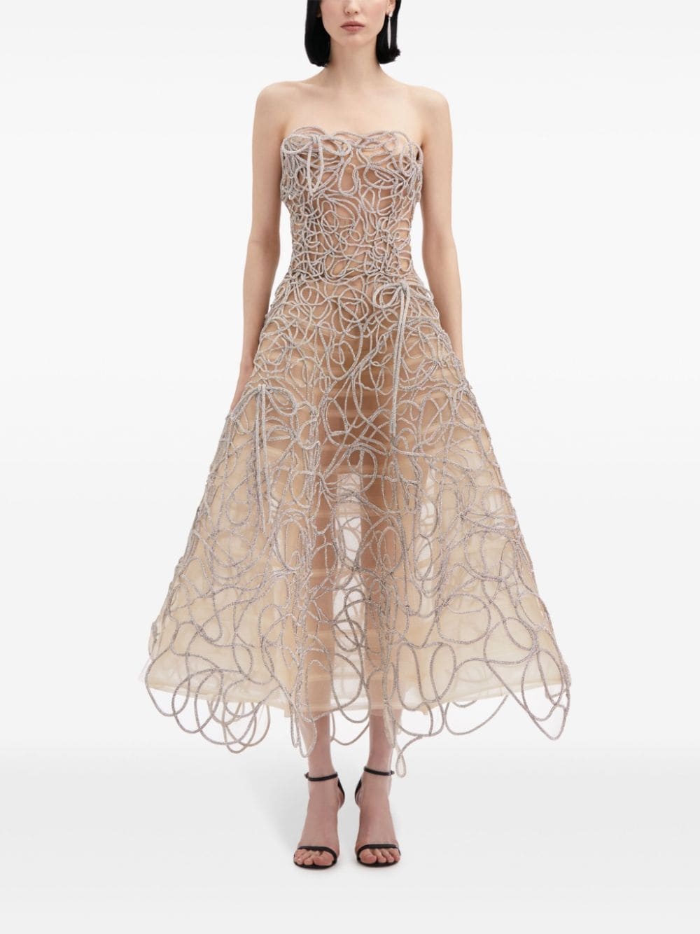 crystal-embroidered corded gown - 2