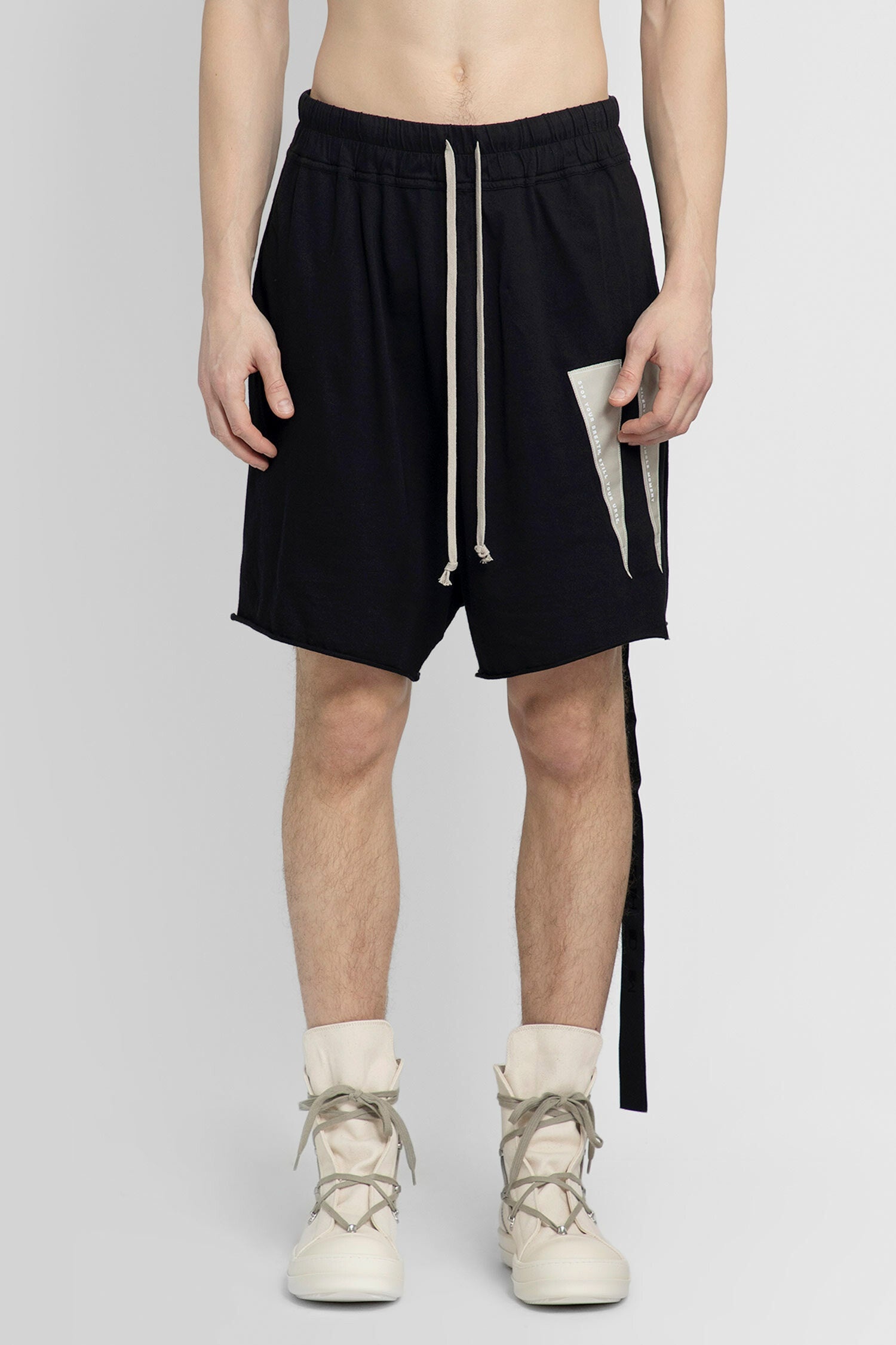 RICK OWENS MAN BLACK SHORTS - 1