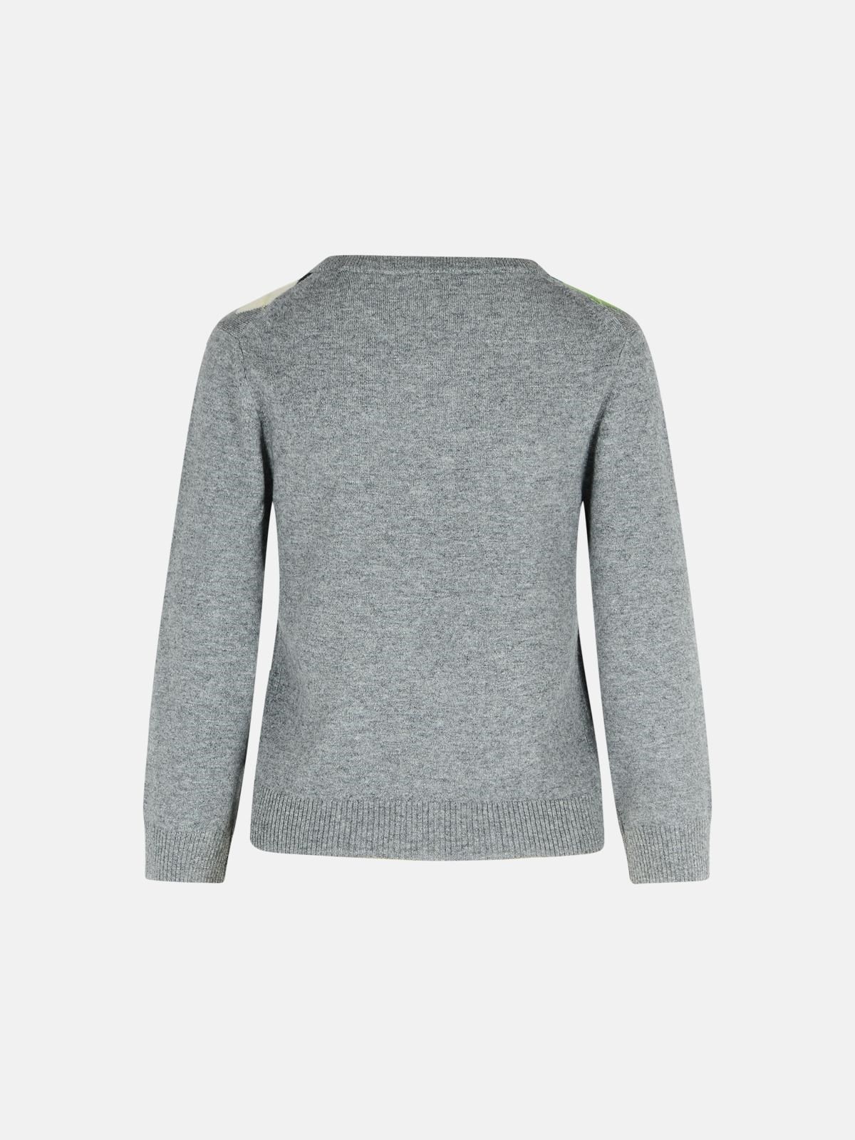 GREY CHECKED CASHMERE BLEND CARDIGAN - 3