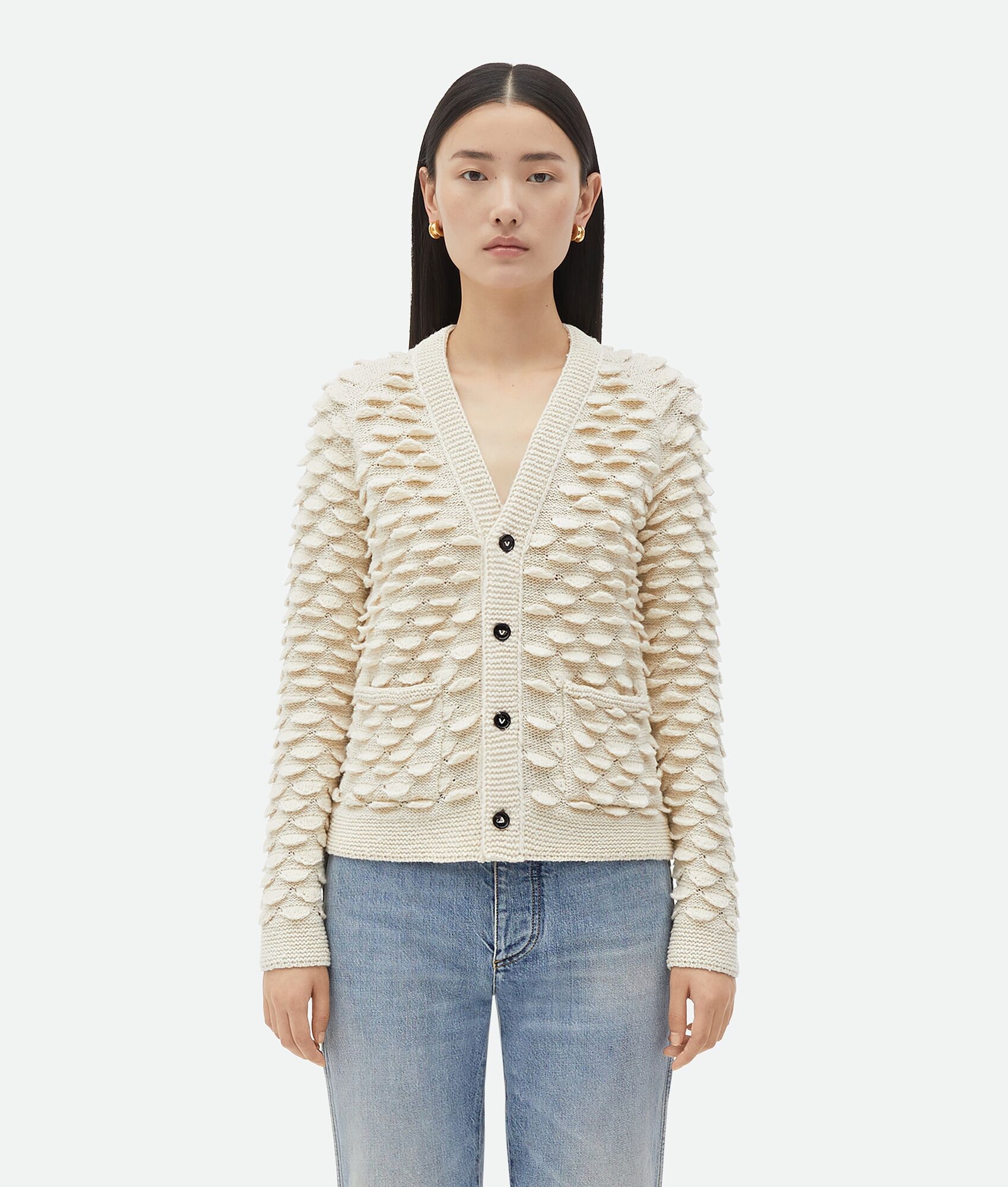 Fish Scale Wool Cardigan - 1