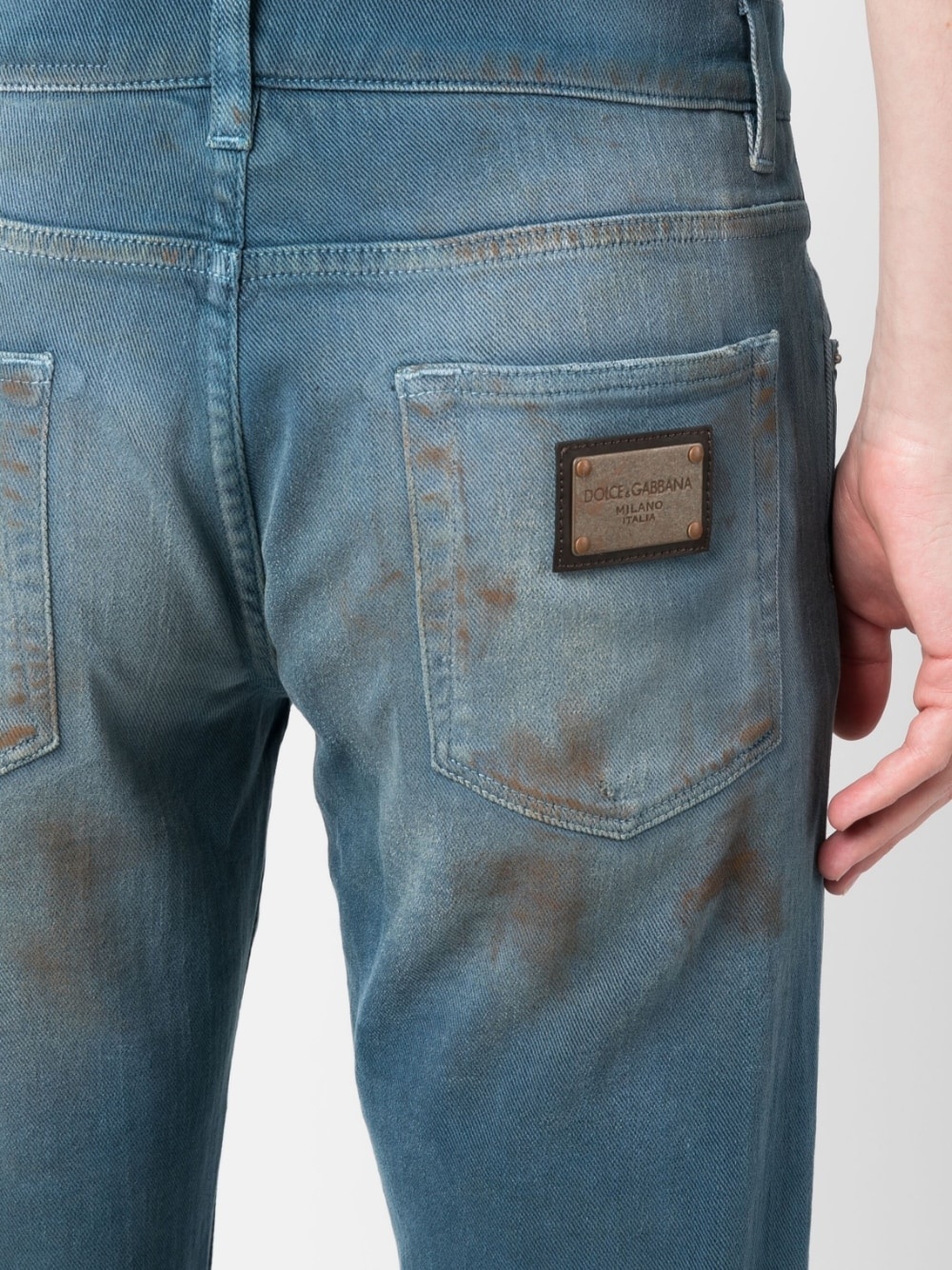 distressed straight-leg jeans - 5