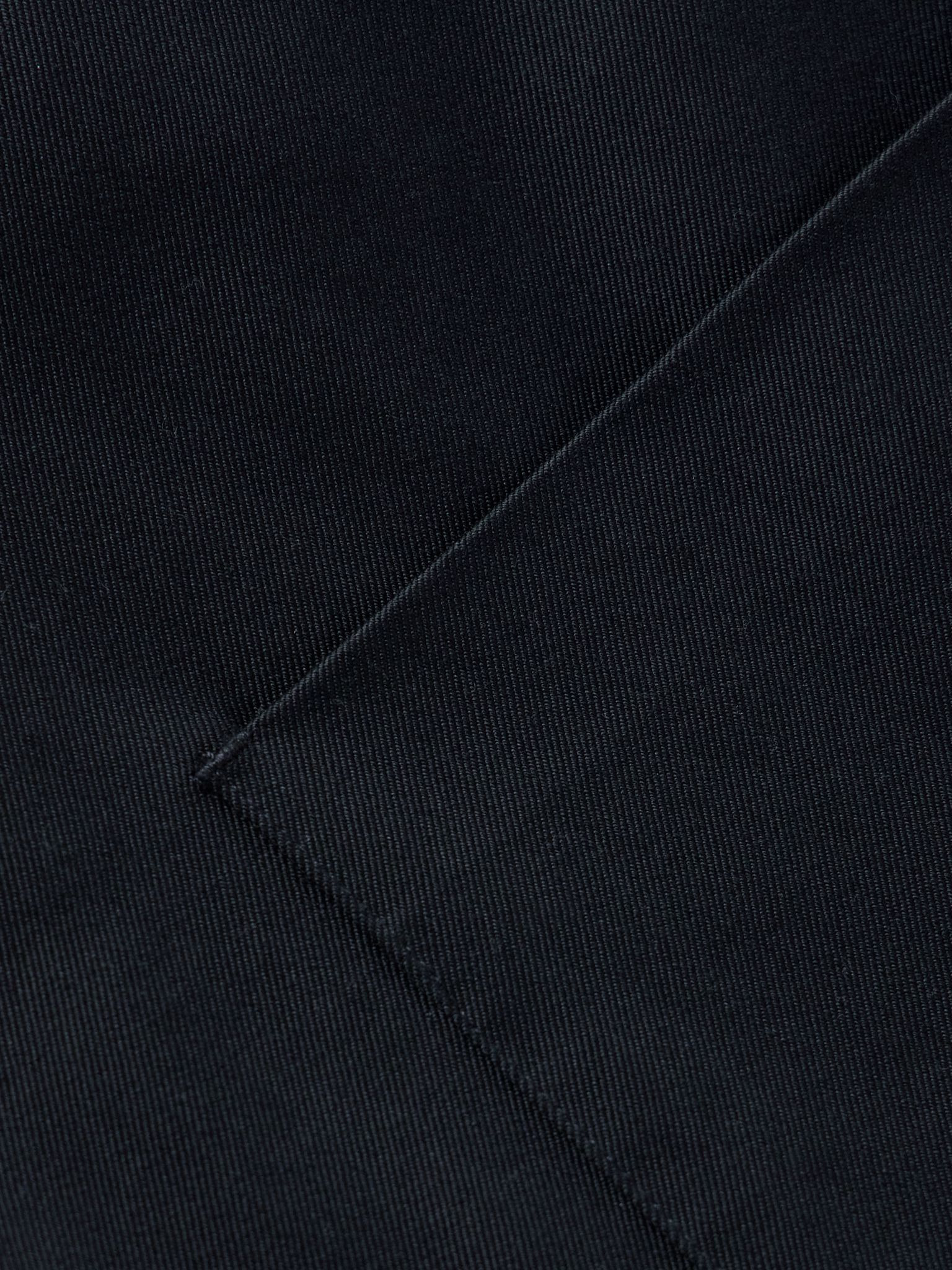Leather-Trimmed Cotton-Blend Twill Harrington Jacket Navy - 5