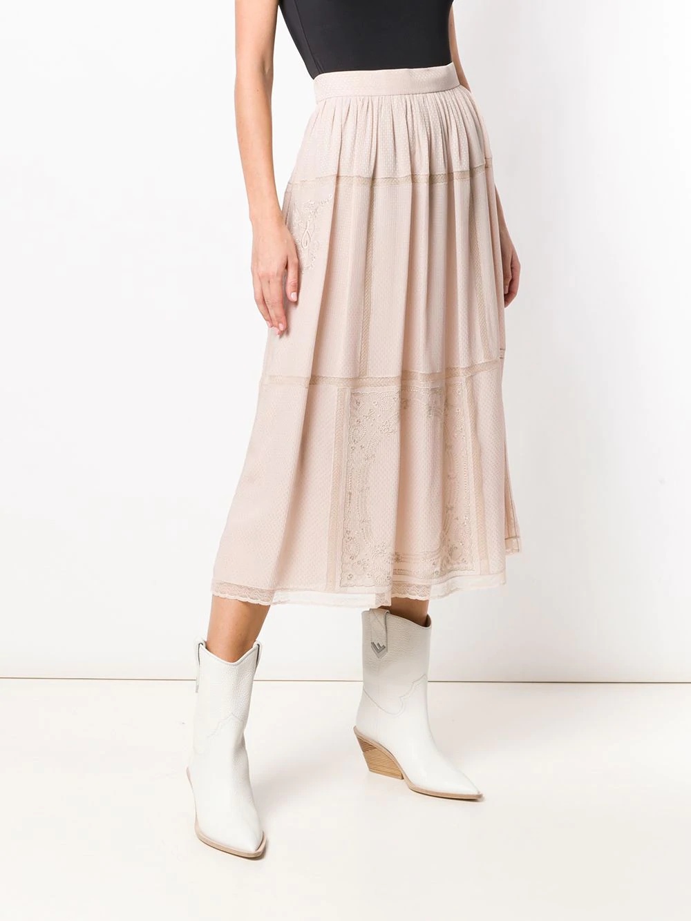 embroidered flared midi skirt - 3