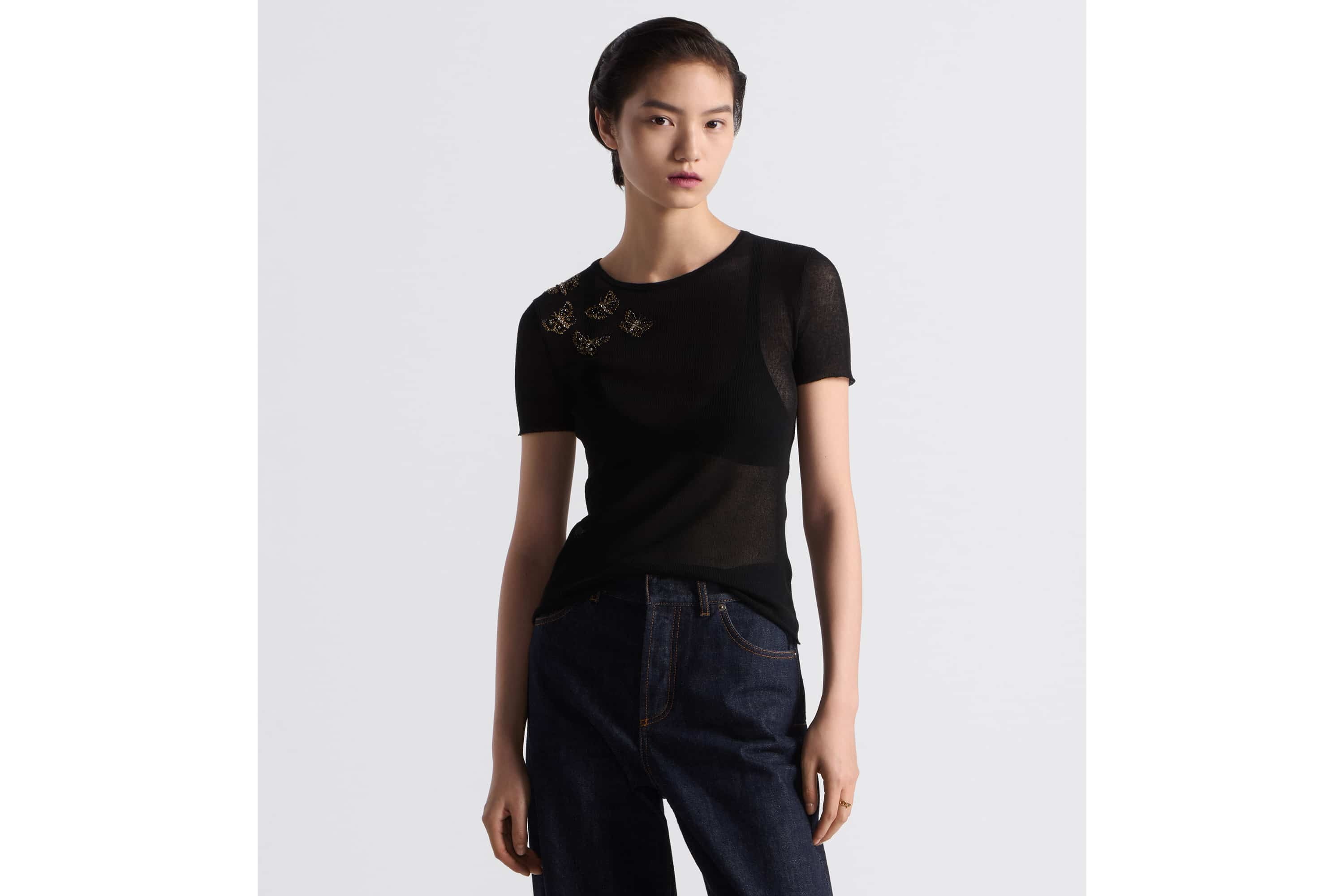 Short-Sleeved Embroidered Sweater - 2
