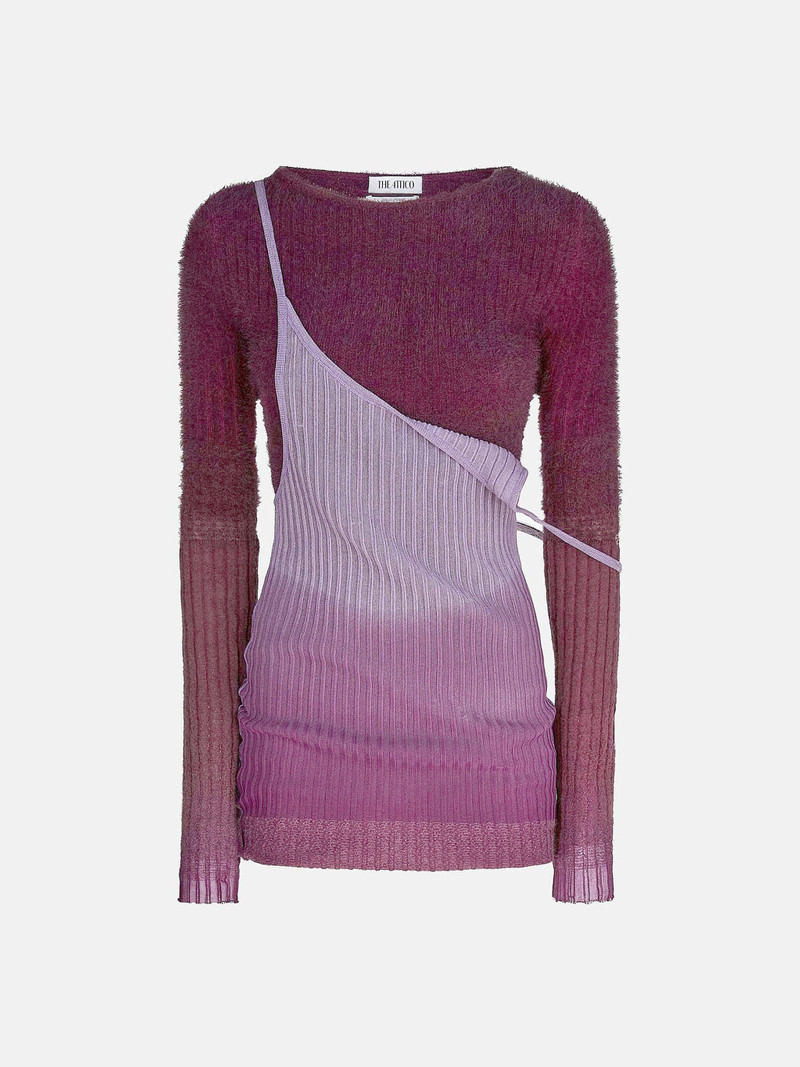 PURPLE AND BURGUNDY DEGRADÈ MIDI DRESS 4
