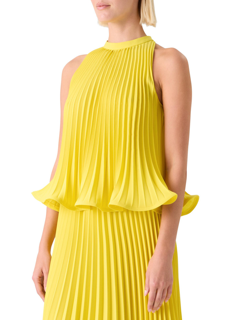 Women's Plissé Crepe Halterneck Blouse - Lemon Zing 4