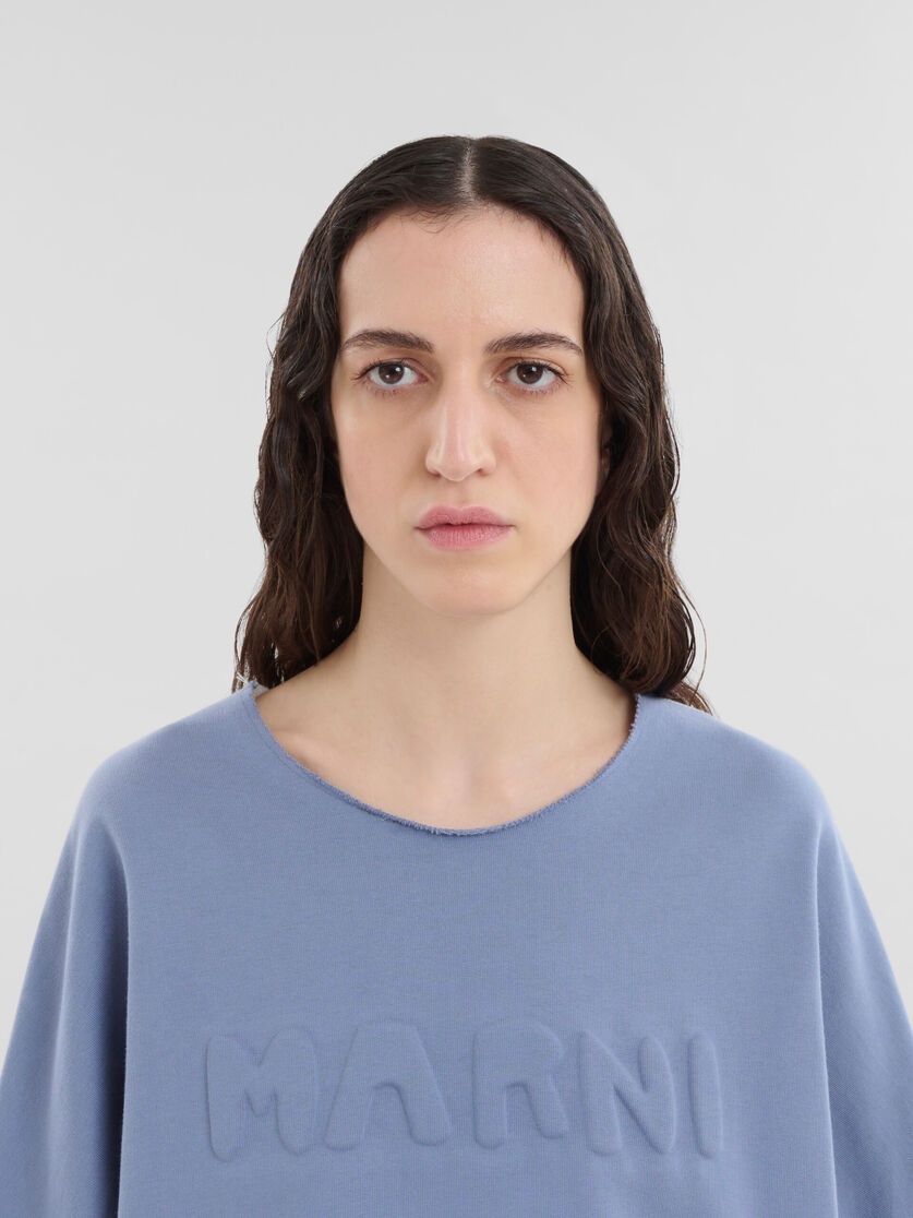 BLUE ORGANIC COTTON SWEATSHIRT WITH PADDED LOGO - 4