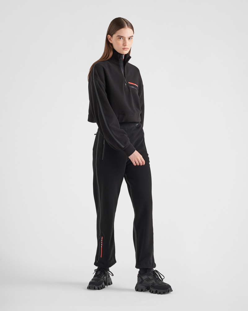 Prada Cropped recycled technical fleece sweatshirt outlook