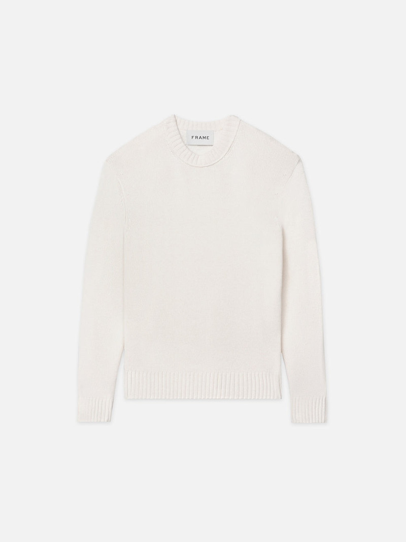 Cashmere Crewneck Sweater in Cream 1