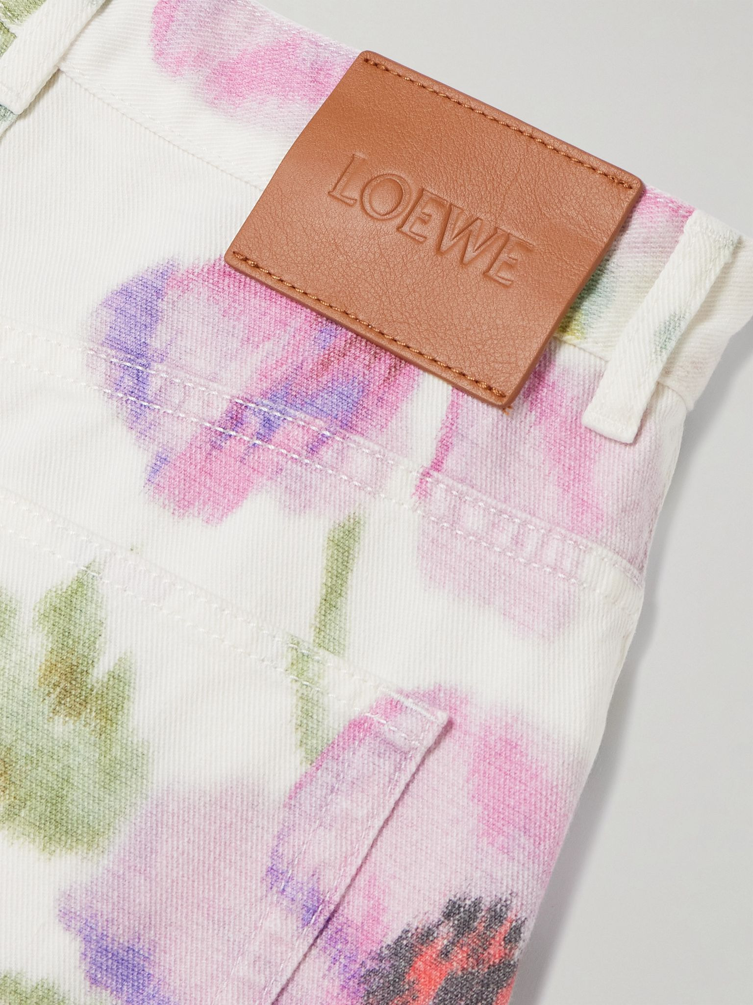 Floral-print high-rise straight-leg jeans White - 6