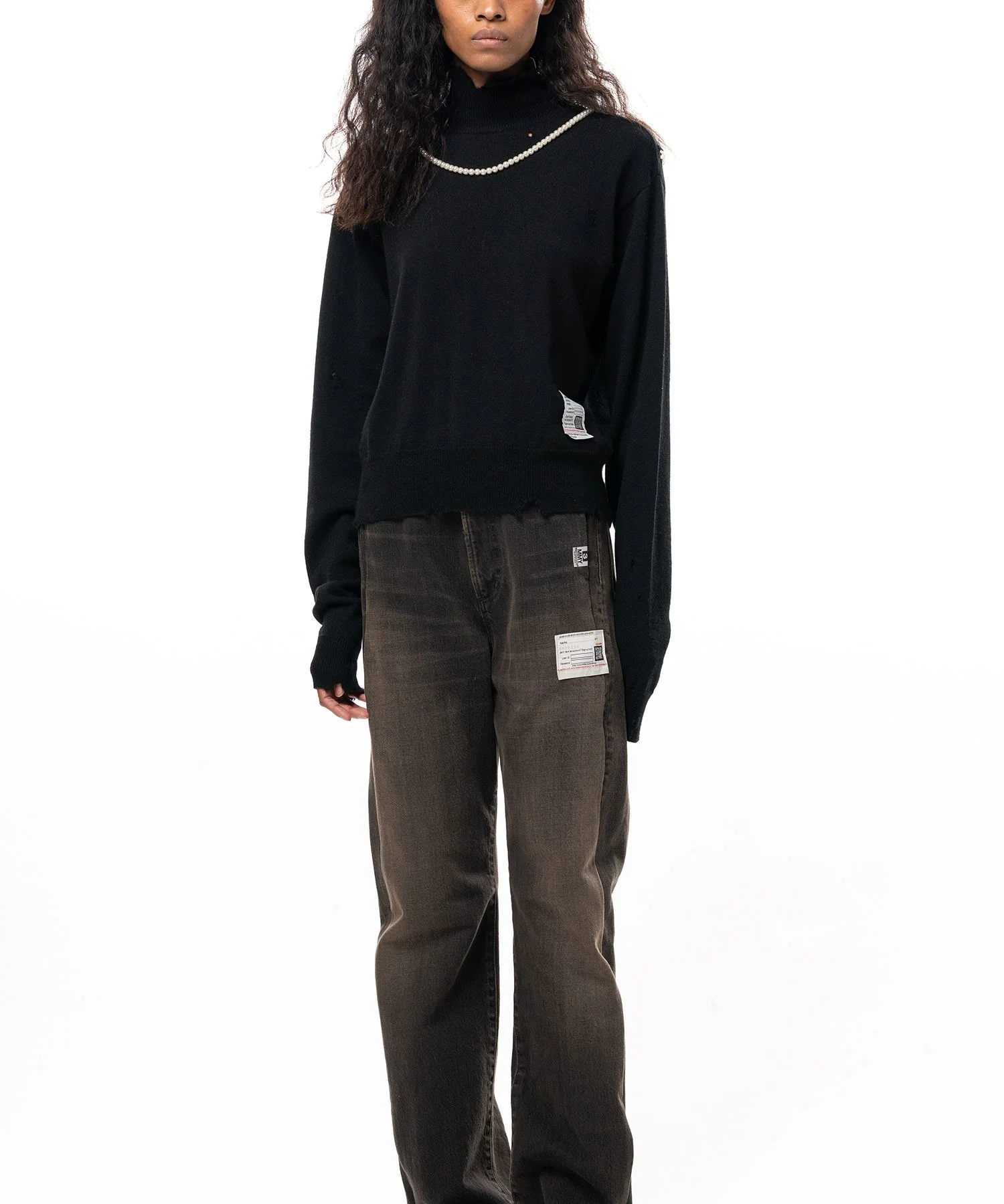 Pearl Distressed Knit Sweater - 1