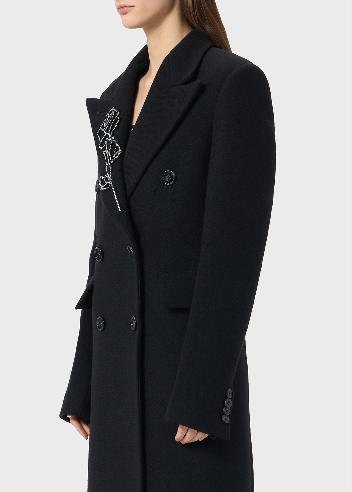 DOUBLE-BREASTED COAT WITH RHINESTONES EMBROIDERY - 5