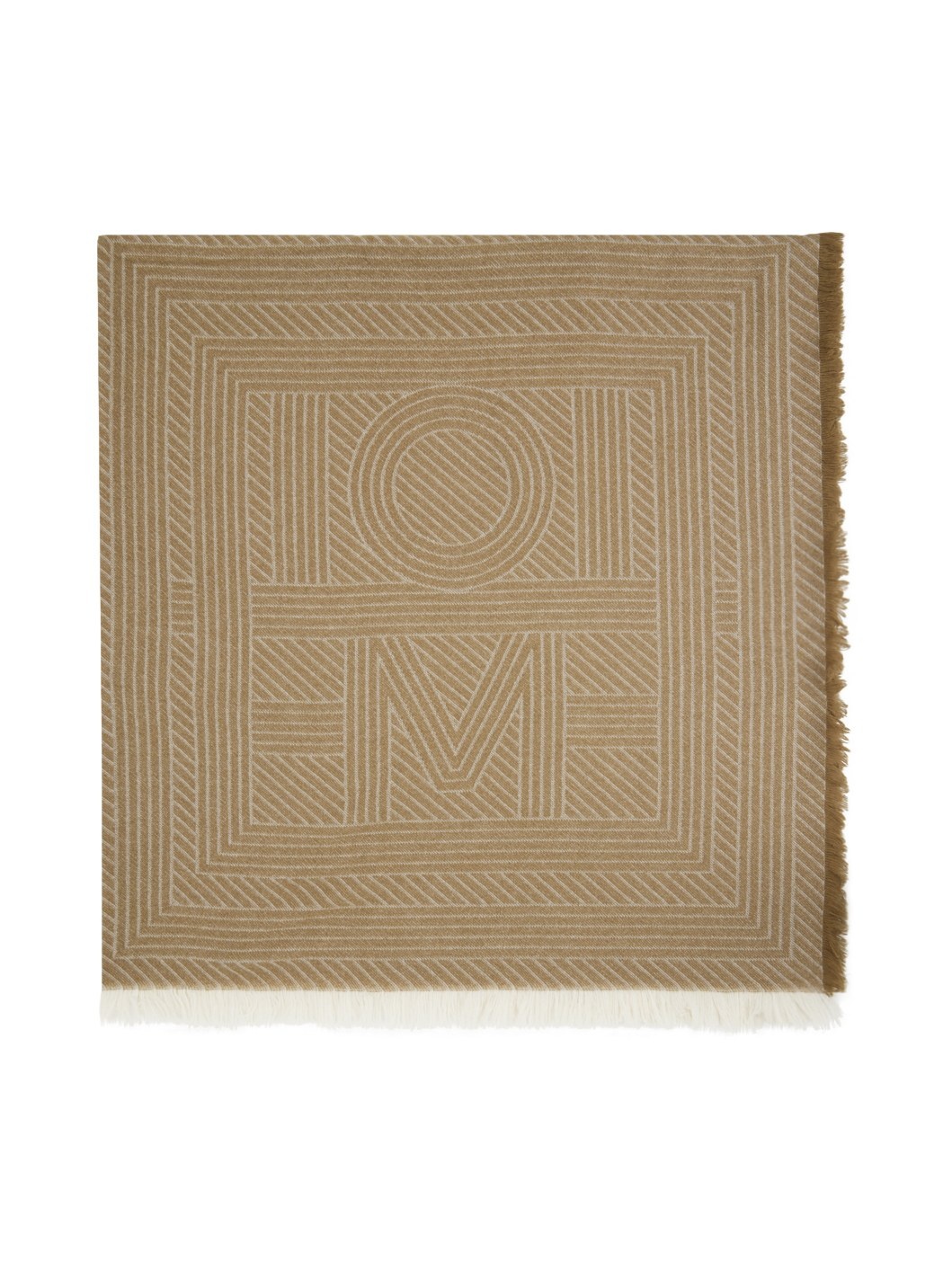 Beige Striped Monogram Wool Scarf - 1
