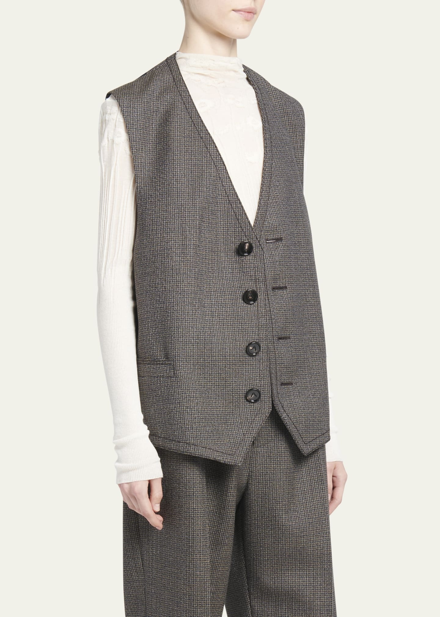 Classic Wool Houndstooth Vest - 4