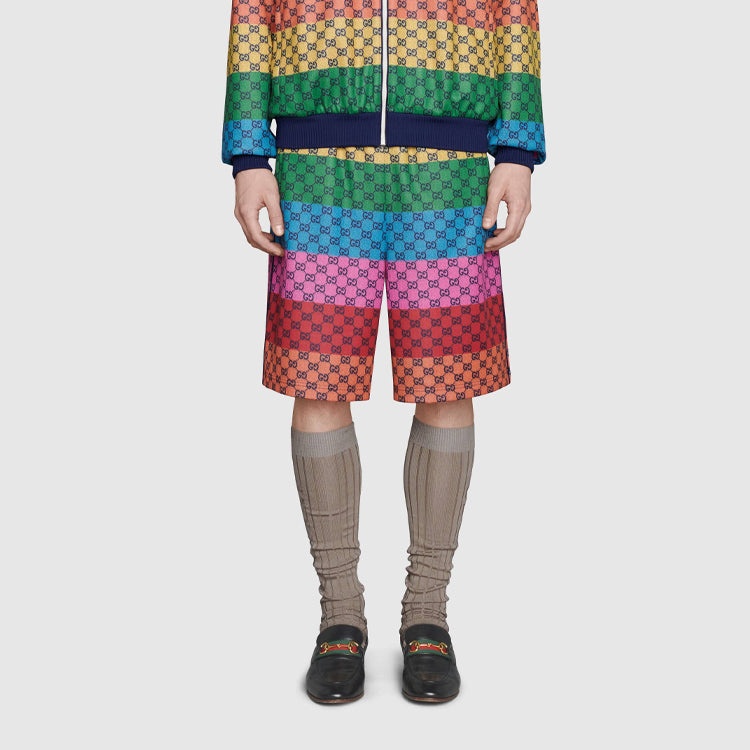 Gucci SS21 Multicolor Double G Alphabet Pattern Lacing Knit Shorts 661176-XJDLP-4206 - 3