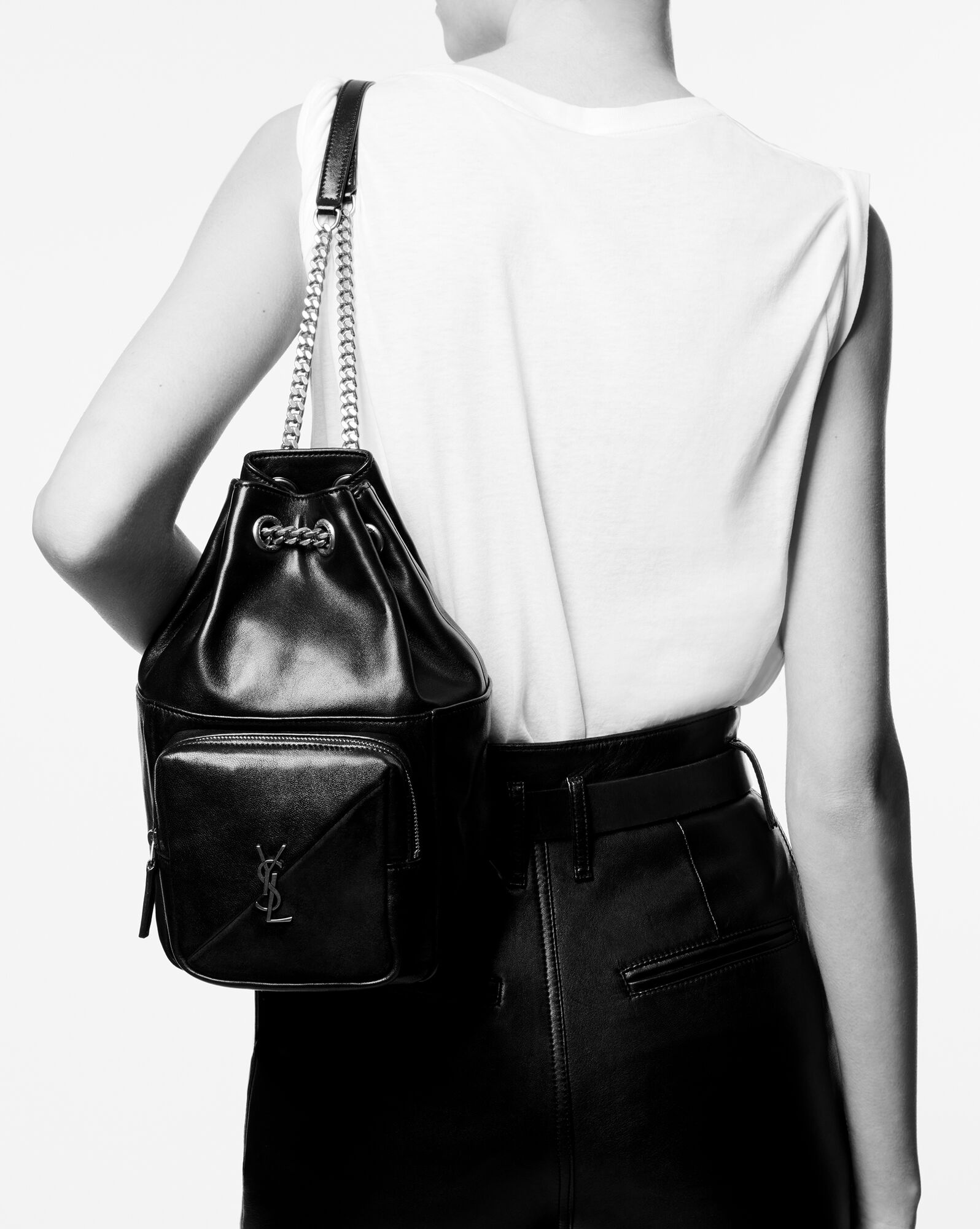 jamie backpack "carré rive gauche" in lambskin and suede - 2