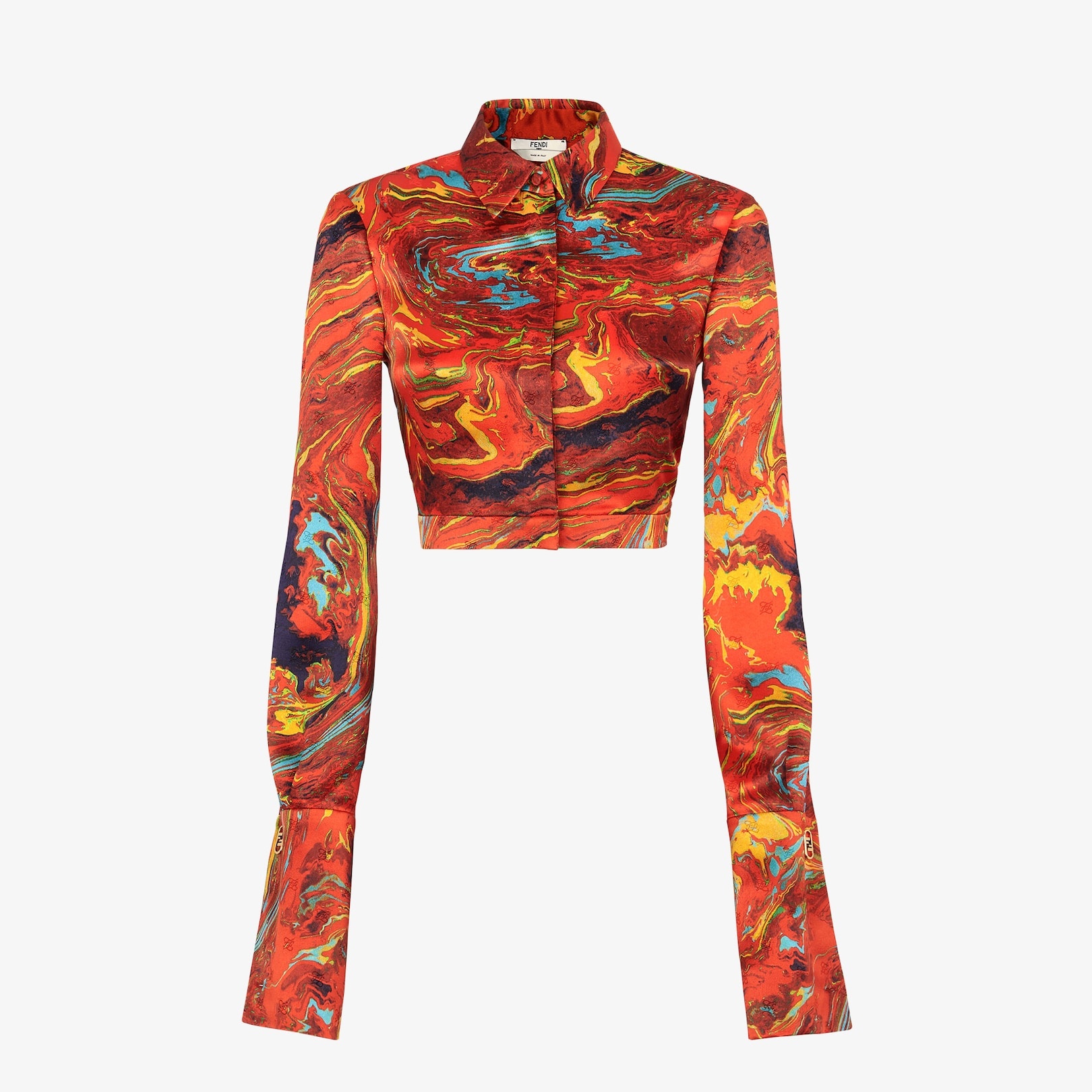 Orange crêpe satin shirt - 1