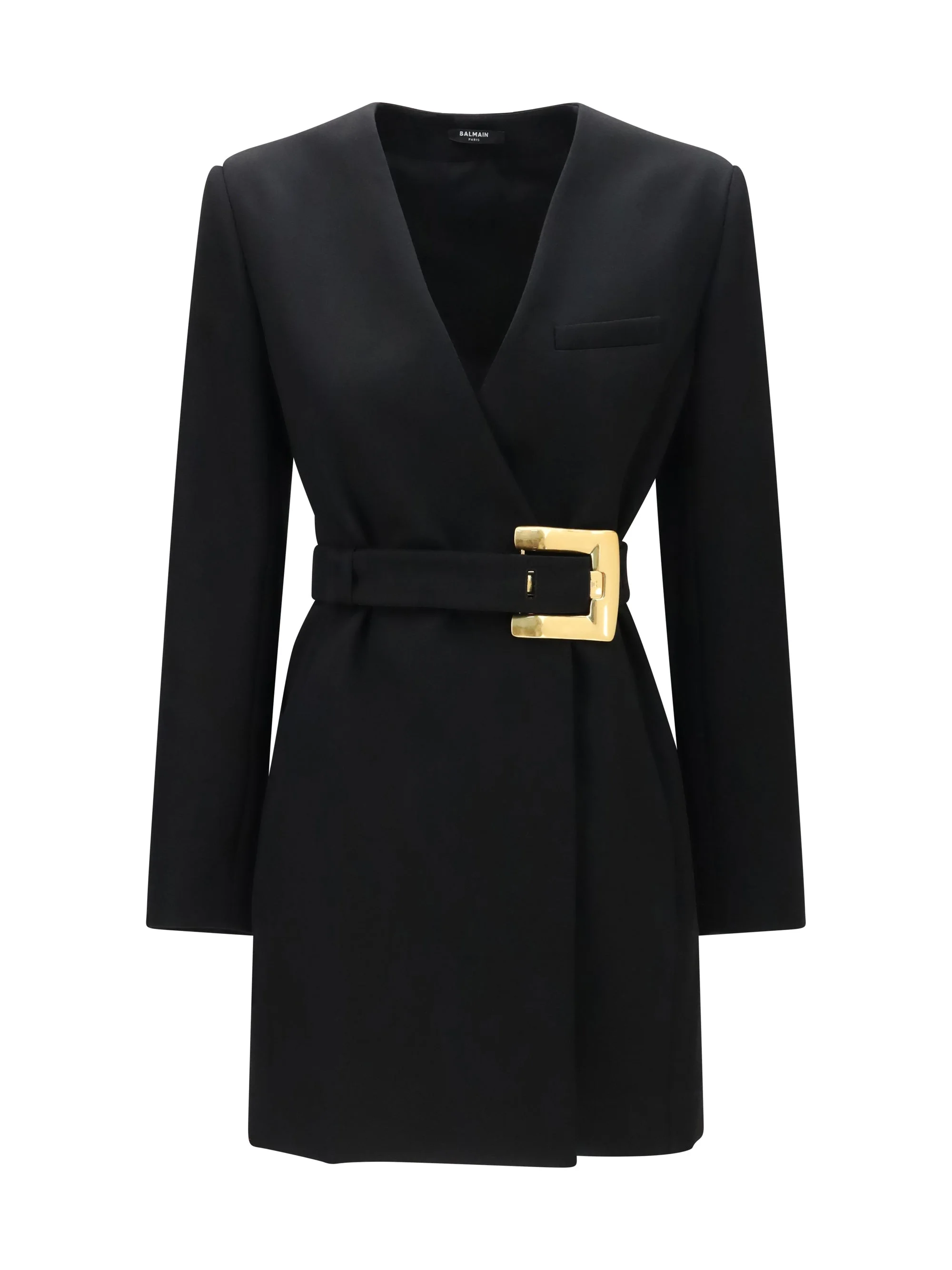 Balmain Women Ls Belted Grain De Poudre Short Dress - 1