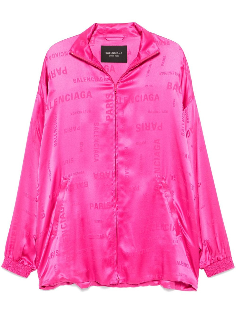 logo-jacquard silk track jacket 1